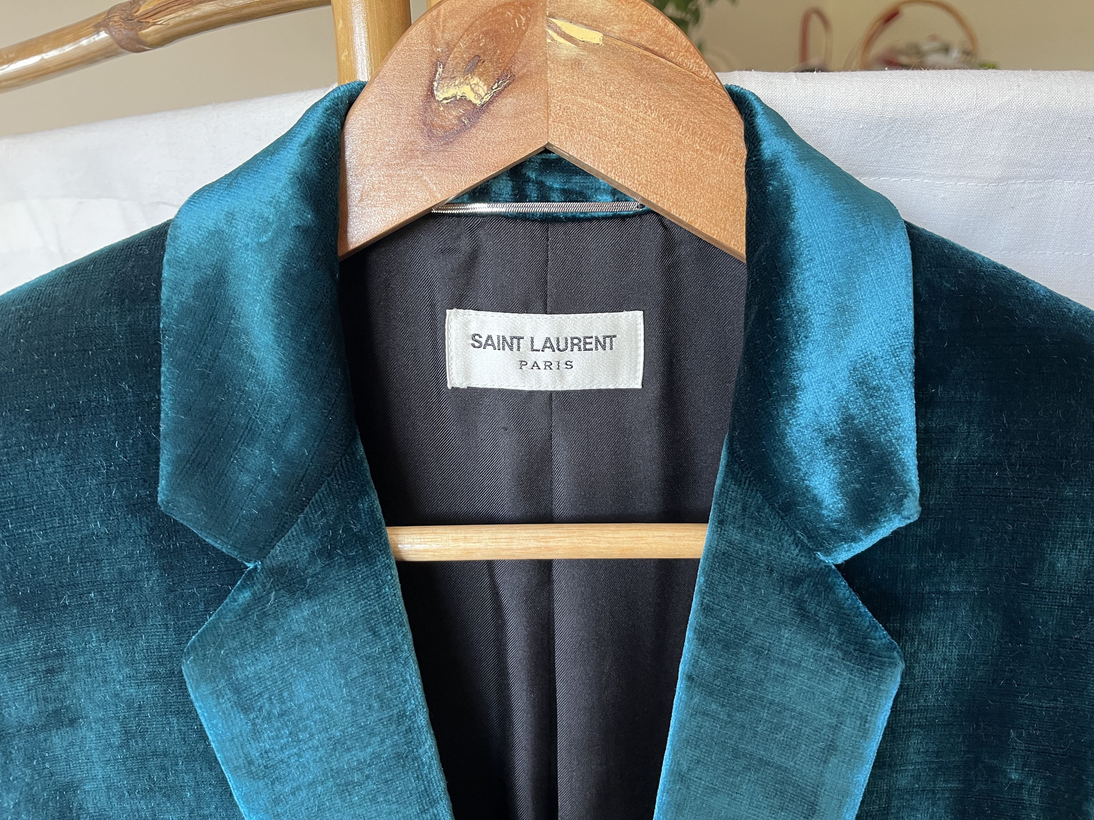 Saint Laurent Paris Saint Lauren Silk & Cotton Blazer Size 46S - 2 Thumbnail