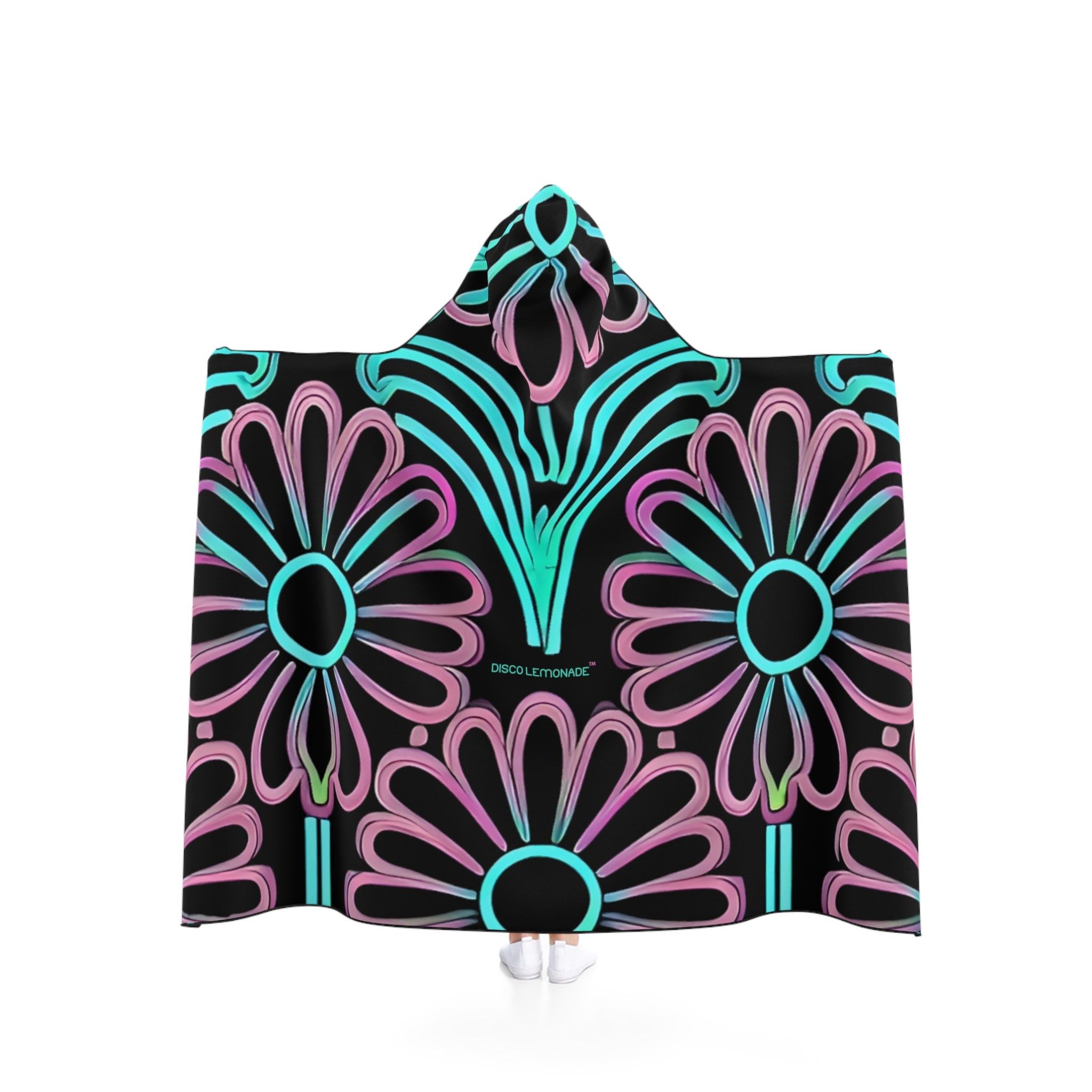 image of Disco Lemonade Neon Daisy Hooded Rave Blanket, Cloak, Uv, Women's
