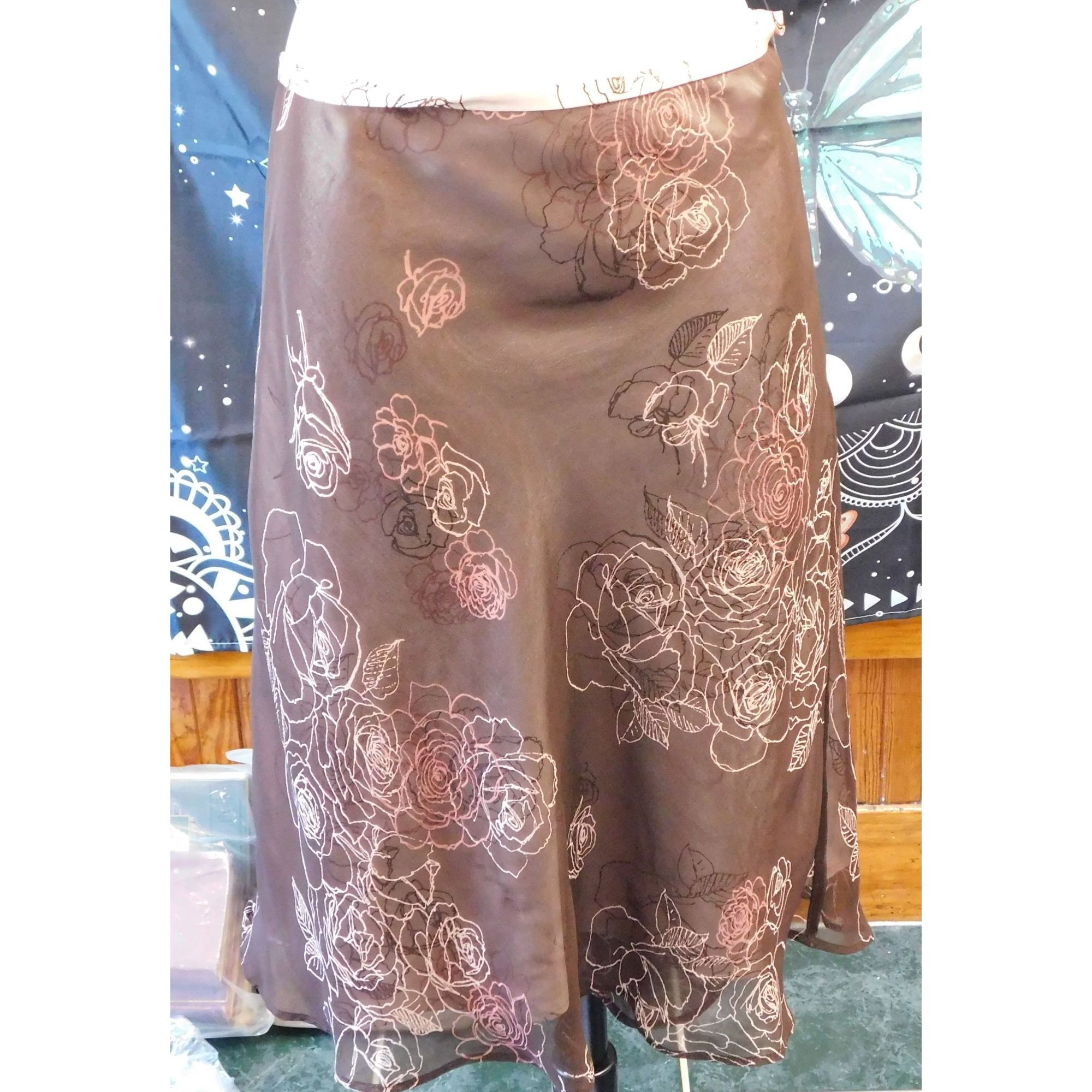 Apt. 9 Apt. 9 Brown Retro Cottagecore Floral Skirt Size 28" / US 6 / IT 42 - 1 Thumbnail