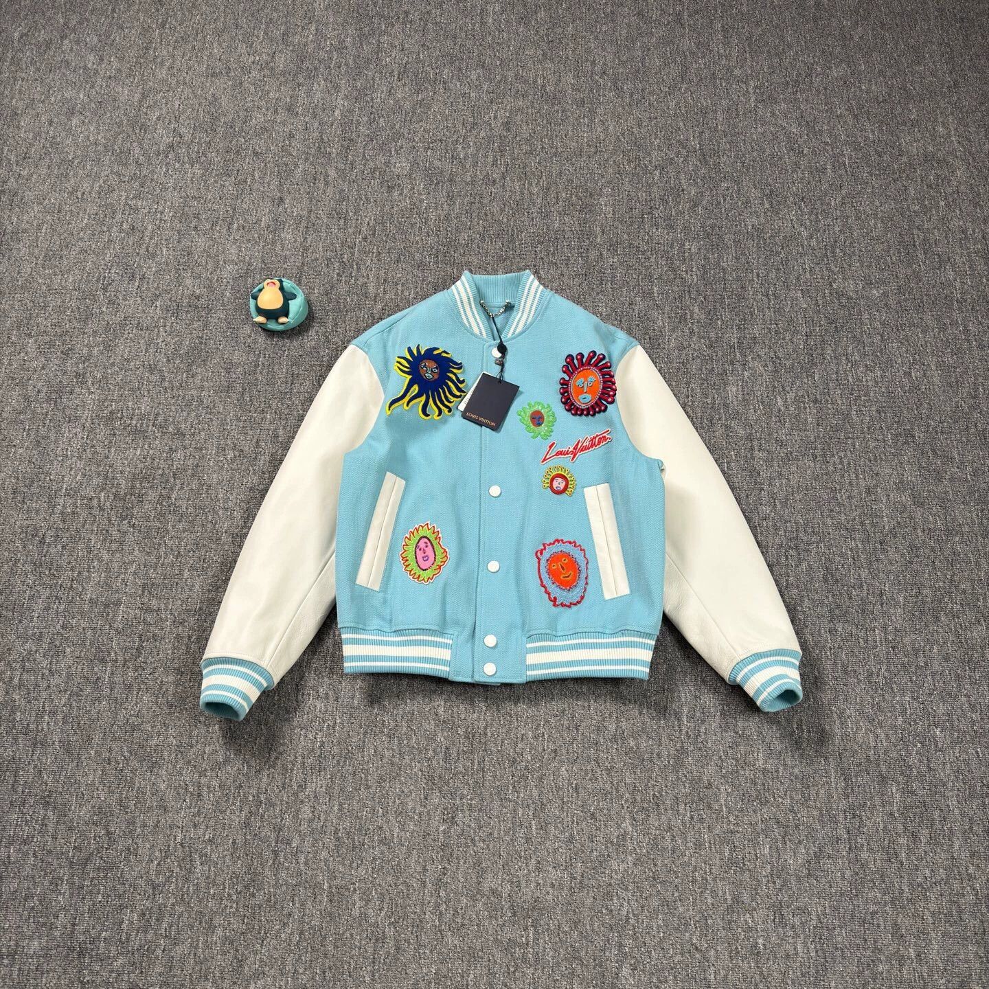 Louis Vuitton collaboration blue baseball jacket