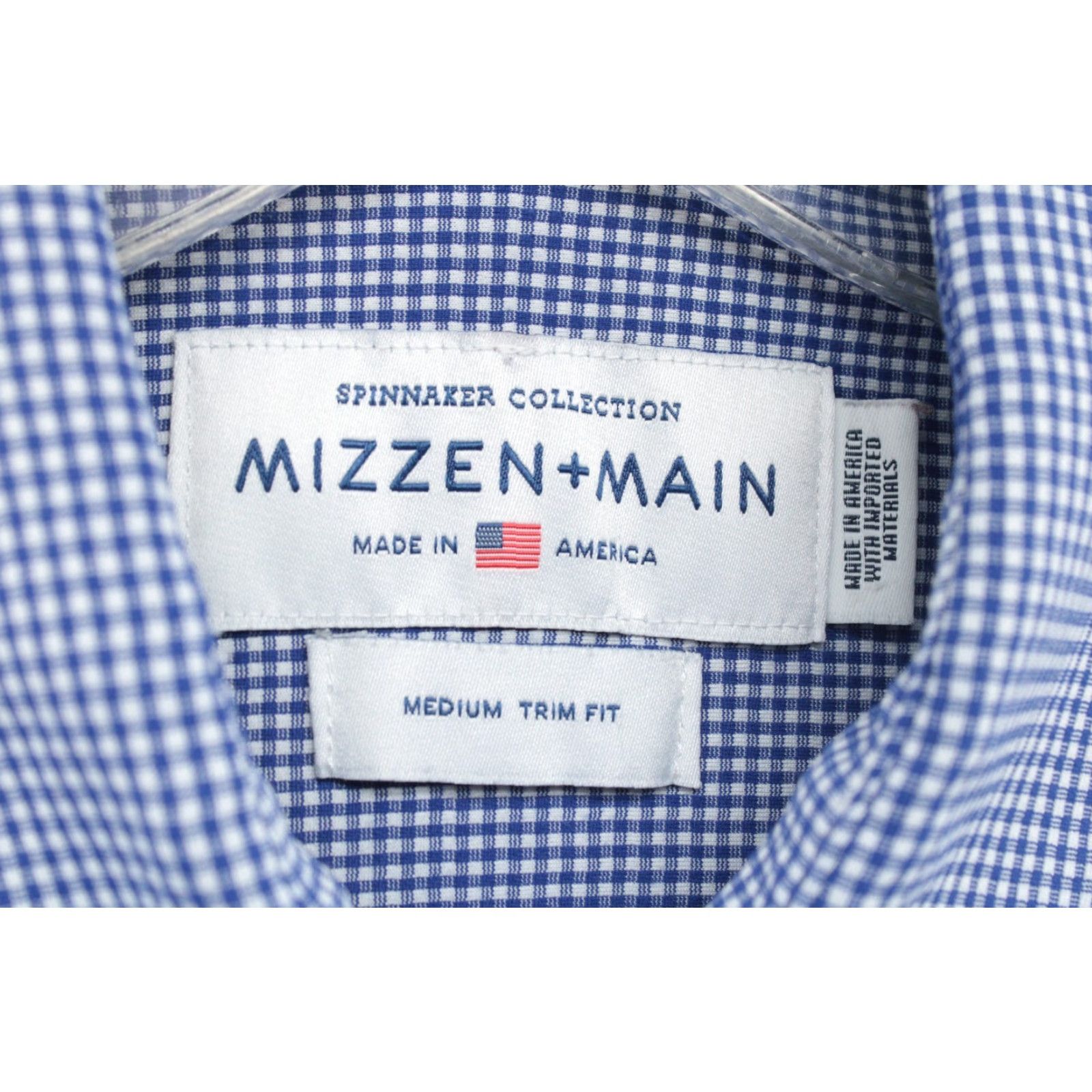 Mizzen+Main Mizzen+Main Spinnaker Shirt Mens M Blue Check Trim Fit Office Shirt Size US M / EU 48-50 / 2 - 7 Thumbnail