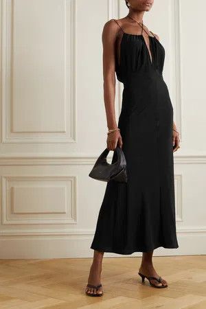 Toteme o1mle0525 Gathered Halterneck Maxi Dress in Black Size M / US 6-8 / IT 42-44 - 4 Thumbnail