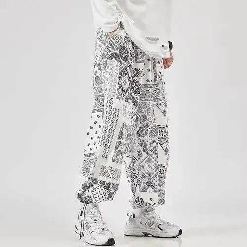 Hypebeast 20AW Indigo Union Japan White Bandana Paisley Jogger Pants Size US 31 - 2 Thumbnail