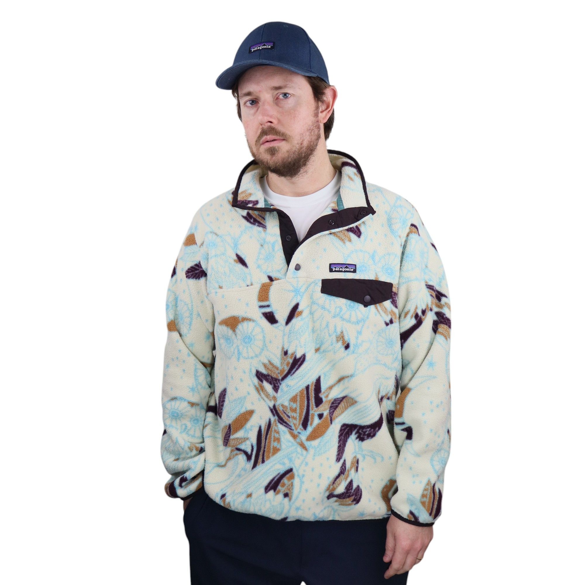 Patagonia × Vintage Patagonia Rare Owl Print All Over Fleece Snap-T Pullover Size US L / EU 52-54 / 3 - 1 Thumbnail