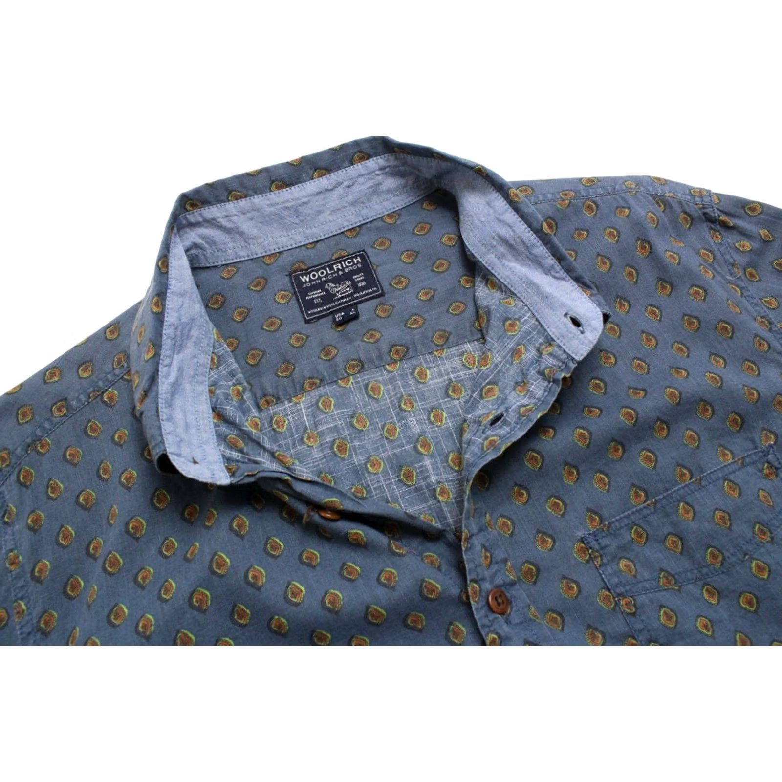 Vintage Woolrich Shirt Men's US LARGE Pocket Spread Collar Button Up Patterned Blue Size US L / EU 52-54 / 3 - 4 Thumbnail