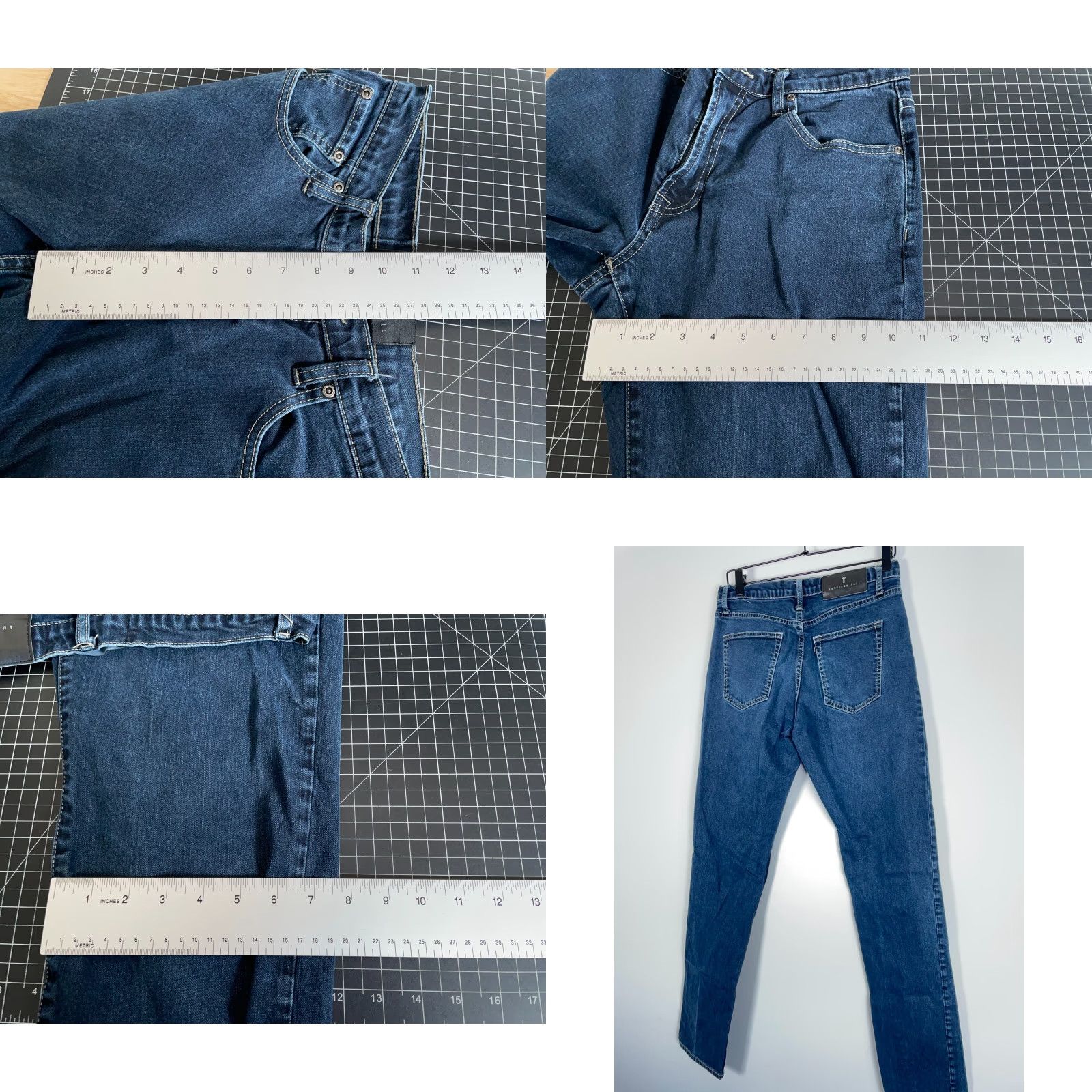 Vintage American Tall Jeans Men's 32 x 38 (Actual 31 x 35) Blue Low Rise Tapered Leg Size US 31 - 8 Thumbnail