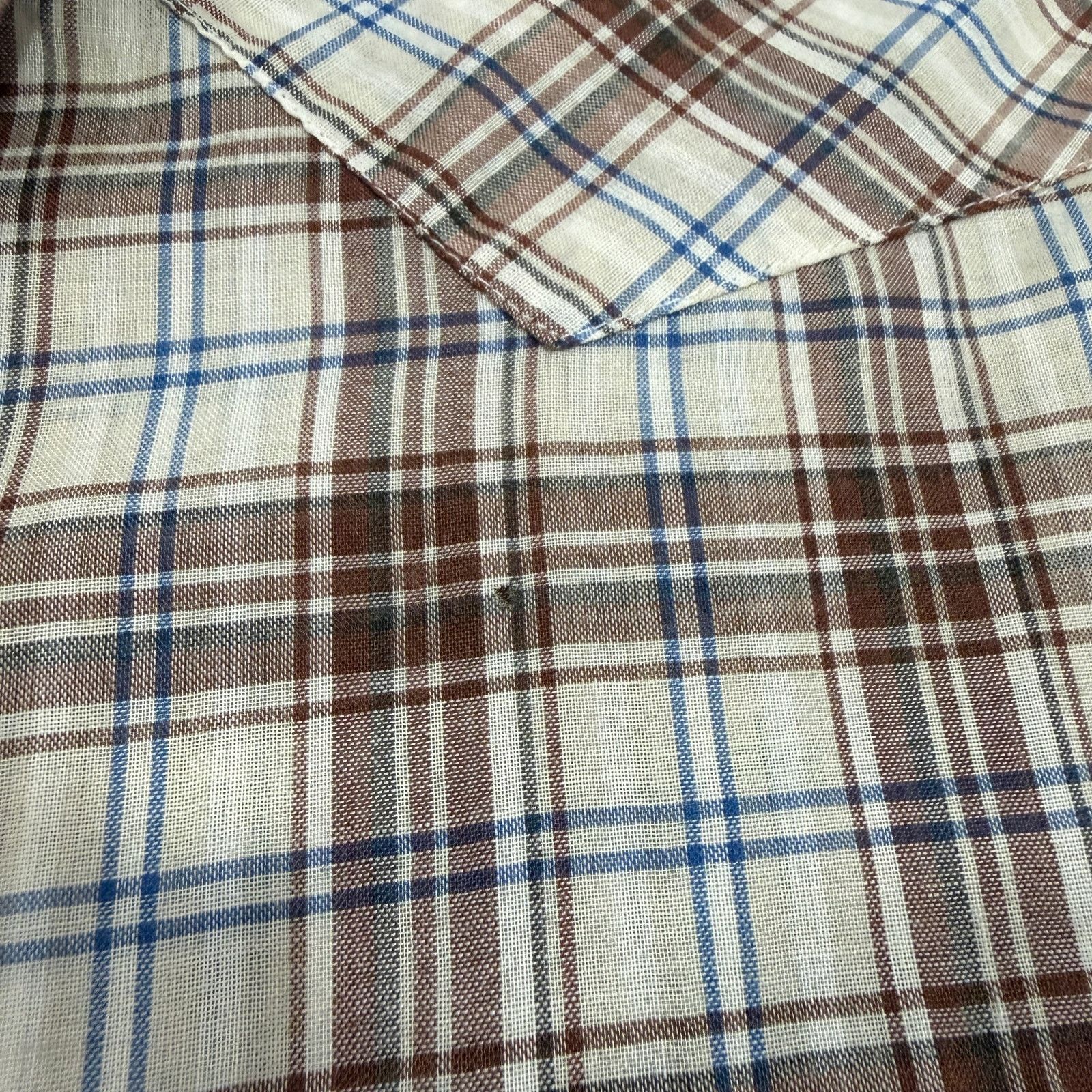 Vintage Vintage JCPenney Shirt Men's Large Brown Plaid Paper Thin Size US L / EU 52-54 / 3 - 6 Thumbnail
