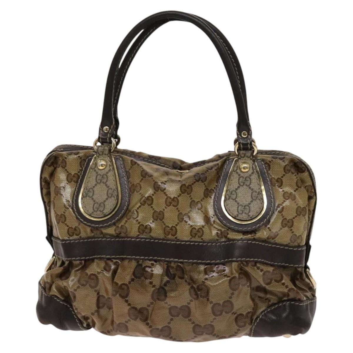 Gucci GUCCI GG Crystal Hand Bag Coated Canvas Brown Gold Size ONE SIZE - 3 Thumbnail
