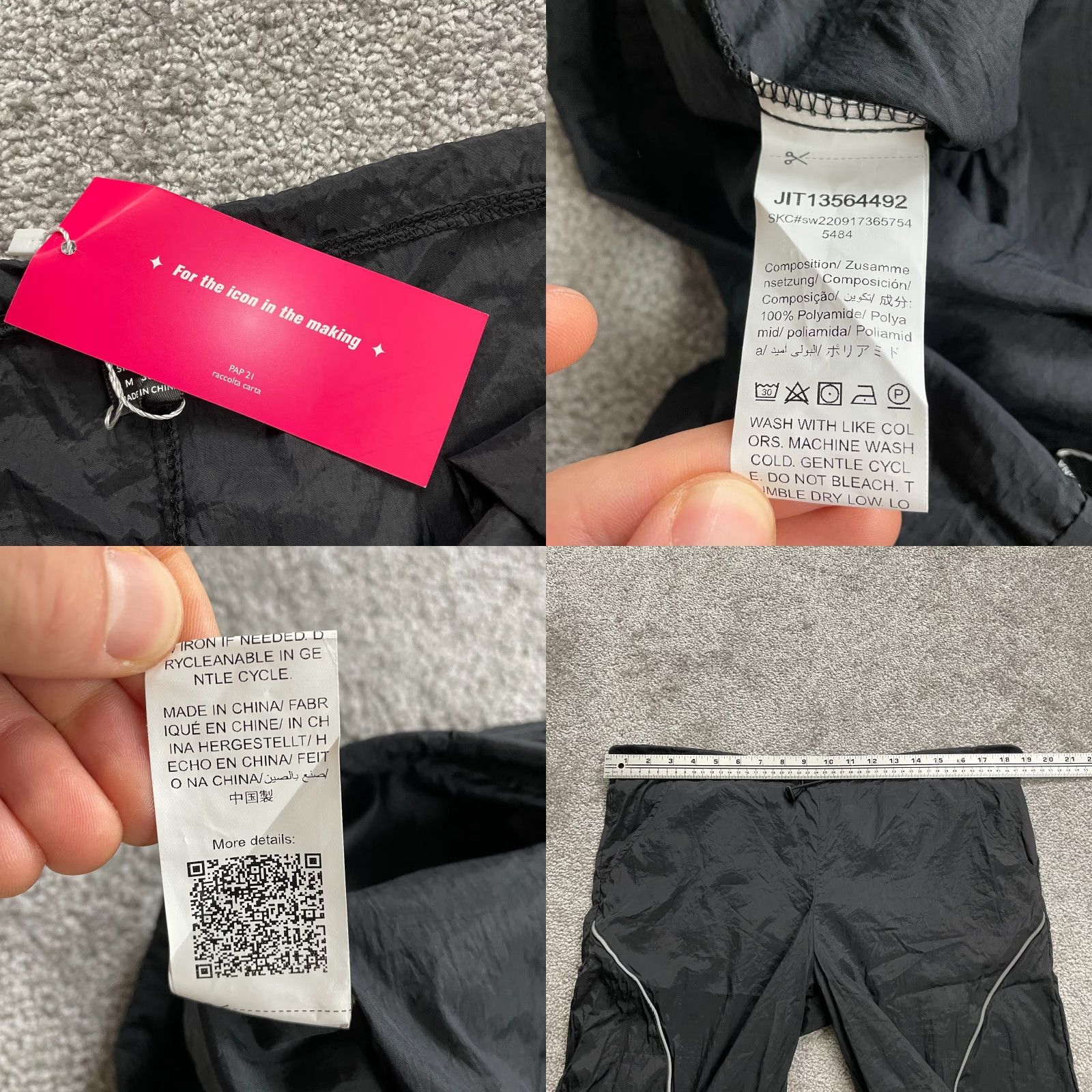 Shein VINTAGE Shein Icon Windbreaker Track Pants Womens M Black Straight Active 38x30 NWT Size 32" / US 10 / IT 46 - 8 Thumbnail