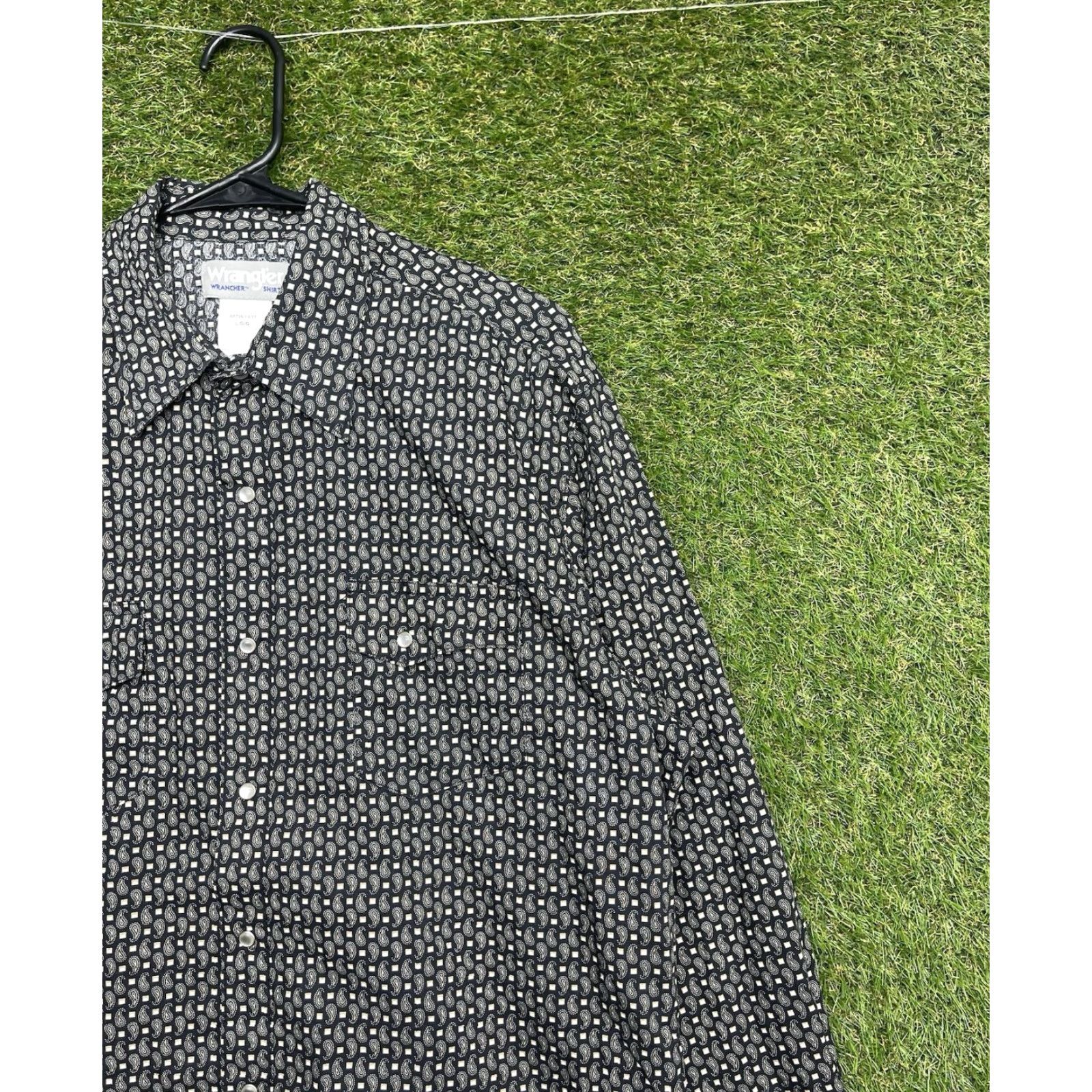 Wrangler VINTAGE Wrangler Shirt Mens Large Paisley Pearl Snap Western Long Sleeve Workwear AOP Size US L / EU 52-54 / 3 - 2 Thumbnail