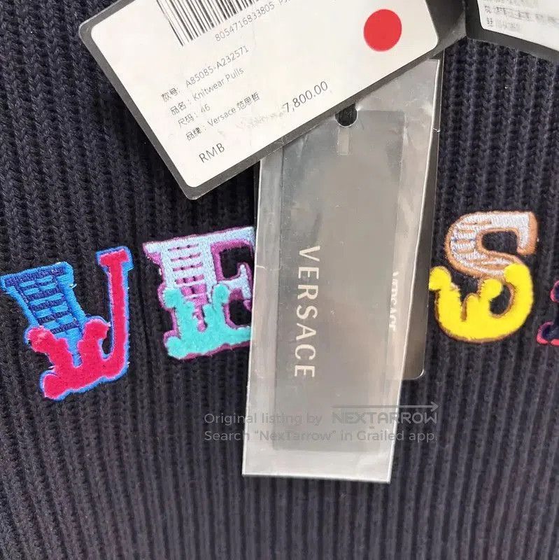 Versace Versace Embroidered Knit Sweater in Deep Blue . Size US XXL / EU 58 / 5 - 3 Thumbnail