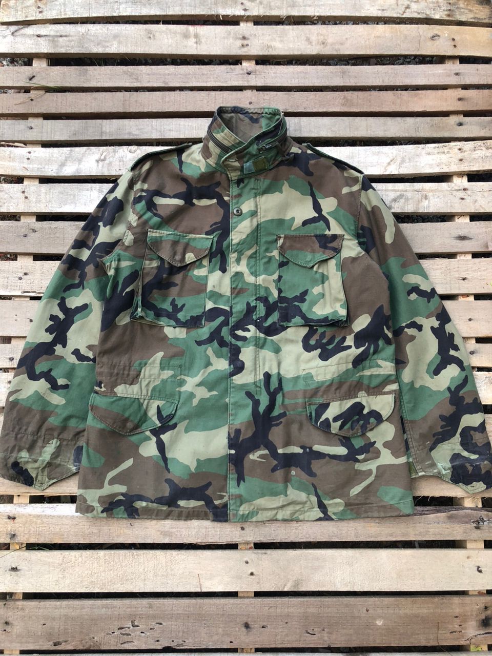 Vintage Vintage 80s Military Woodland Camo Parka Jacket Size US L / EU 52-54 / 3 - 1 Thumbnail