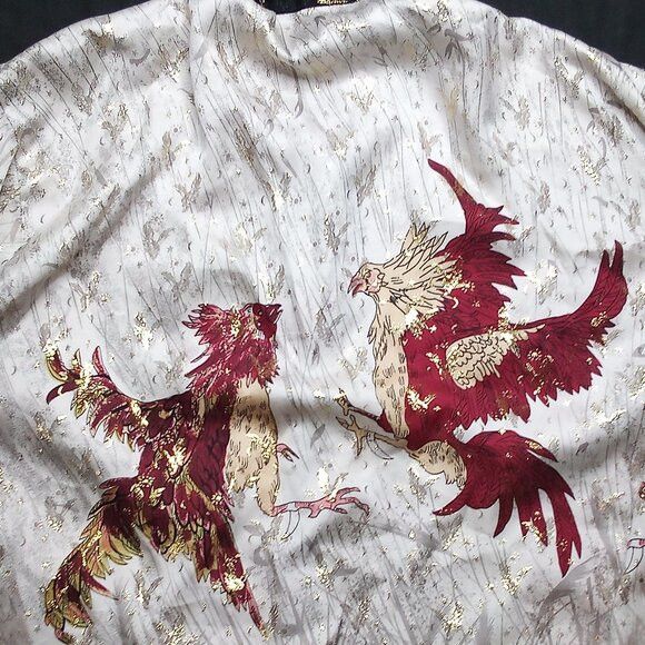 Vintage Vintage Silk Boy Rooster Phoenix Metallic Gold Button Shirt Size US S / EU 44-46 / 1 - 8 Thumbnail