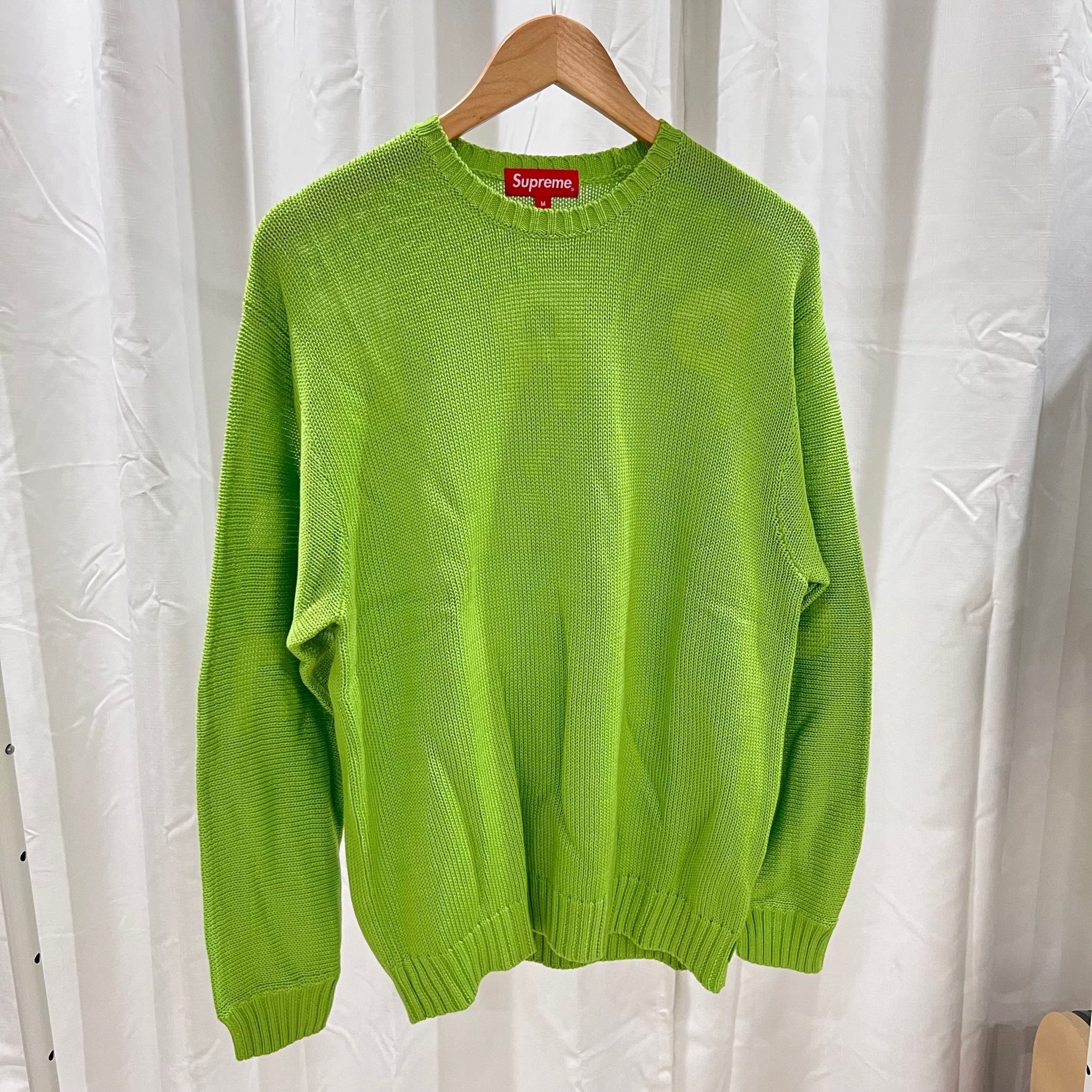 Supreme Supreme Back Logo Neon Green Crewneck Sweater Pullover. Size US M / EU 48-50 / 2 - 2 Thumbnail