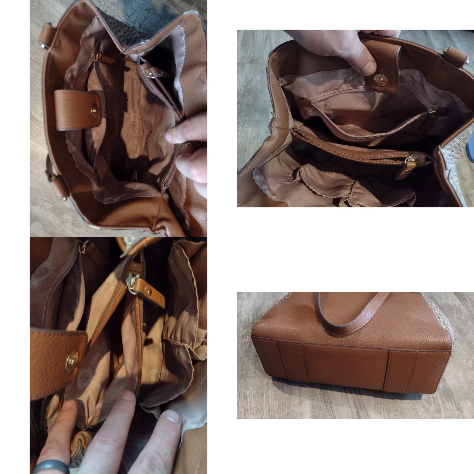 Anne Klein Anne Klein Signature Shoulder Bag Medium Brown Faux Leather Logo Purse Womens Size ONE SIZE - 8 Thumbnail