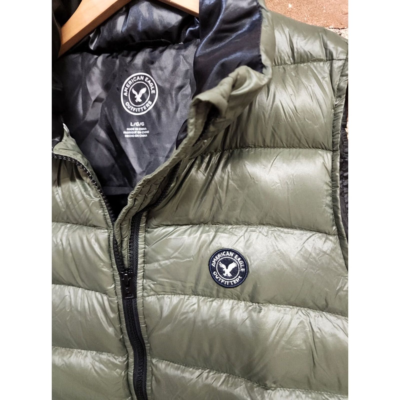 American Eagle Outfitters American Eagle Womens Vest Green Duck Down Full Zip Sleeveless Large L Size L / US 10 / IT 46 - 4 Thumbnail