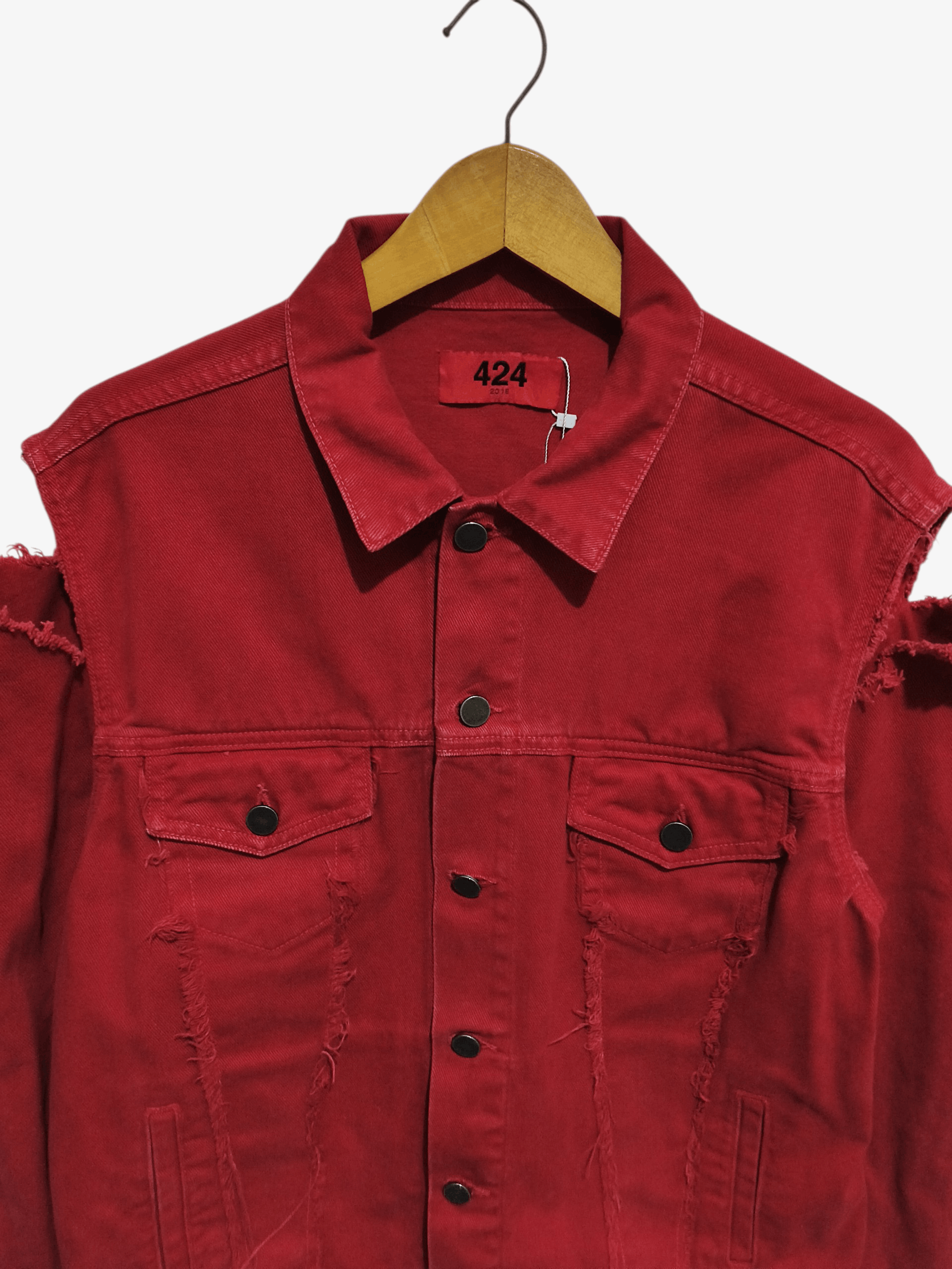 424 424 Fairfax Red Denim Jacket AW18 Size M / US 6-8 / IT 42-44 - 3 Thumbnail