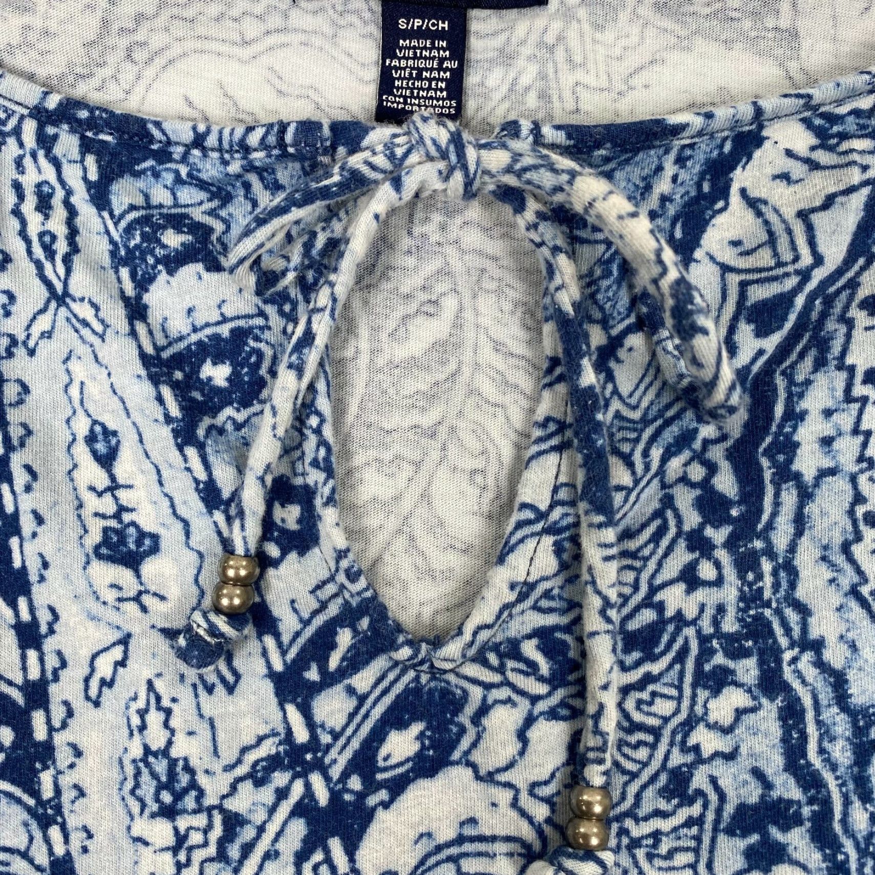 Chaps Chaps Blue Paisley Shirt Women S Short Sleeve V-Neck Pullover Casual Size S / US 4 / IT 40 - 6 Thumbnail