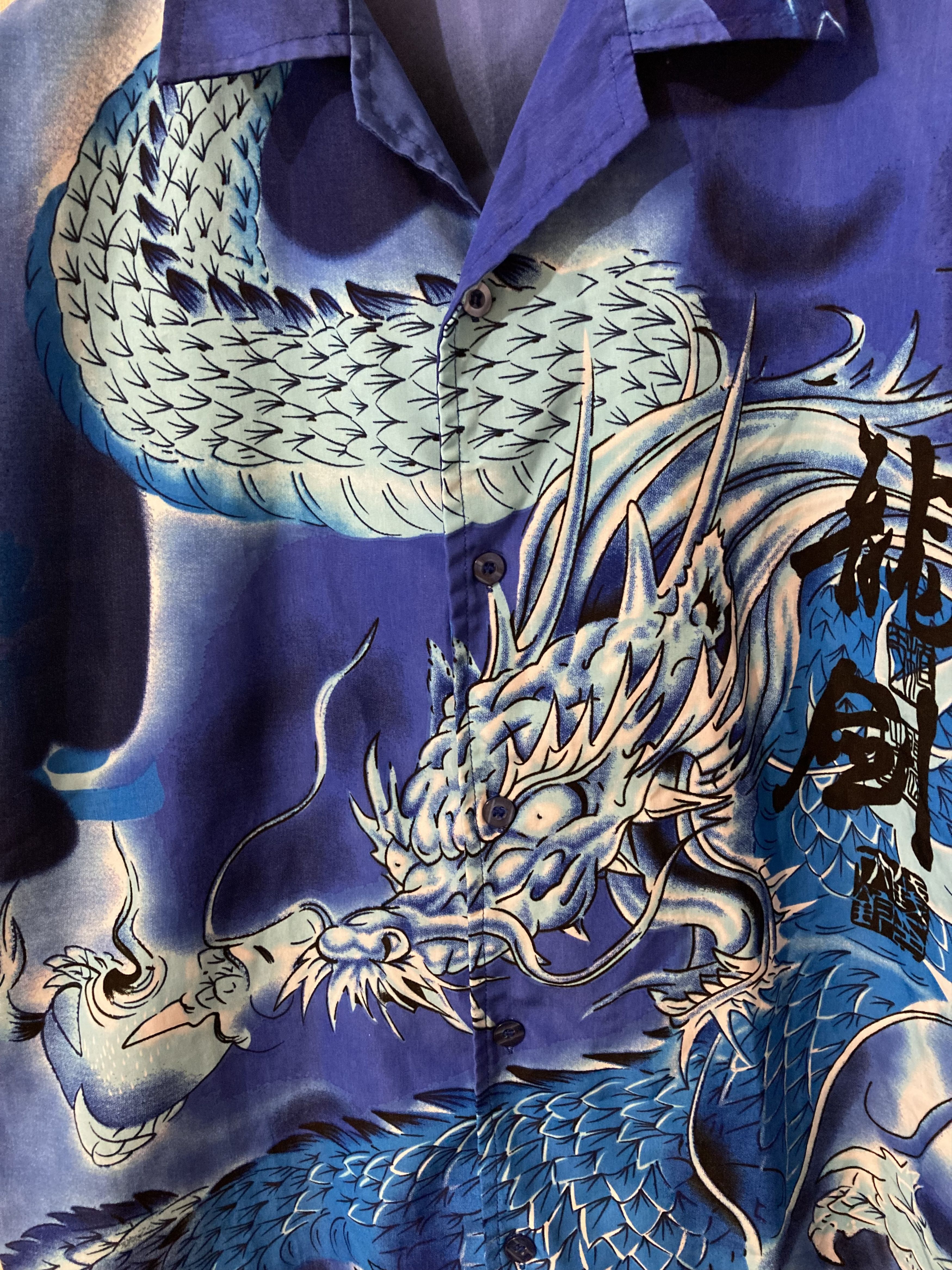 Anime × Japanese Brand × Vintage Y2K Japanese Dragon Button Up full print shirt Anime Size US L / EU 52-54 / 3 - 5 Thumbnail