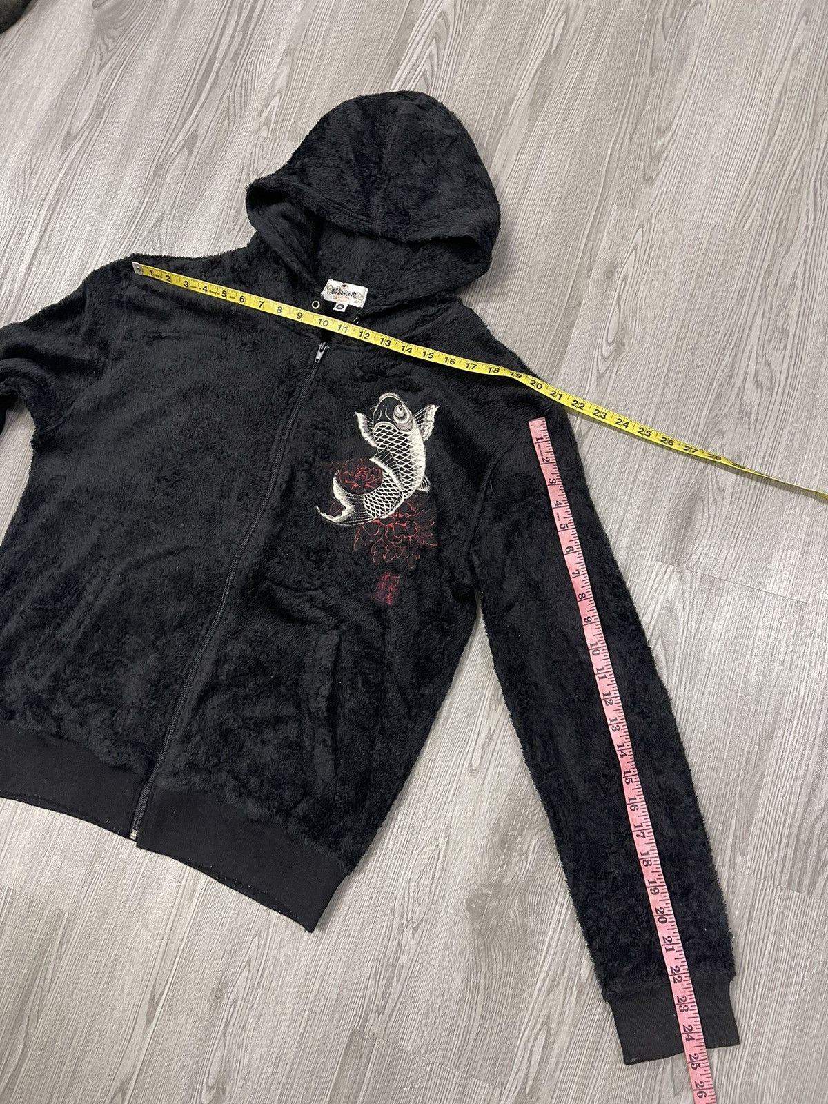 Karikuri Tamashi Koi Fish Embroidery Furry fleece hoodies