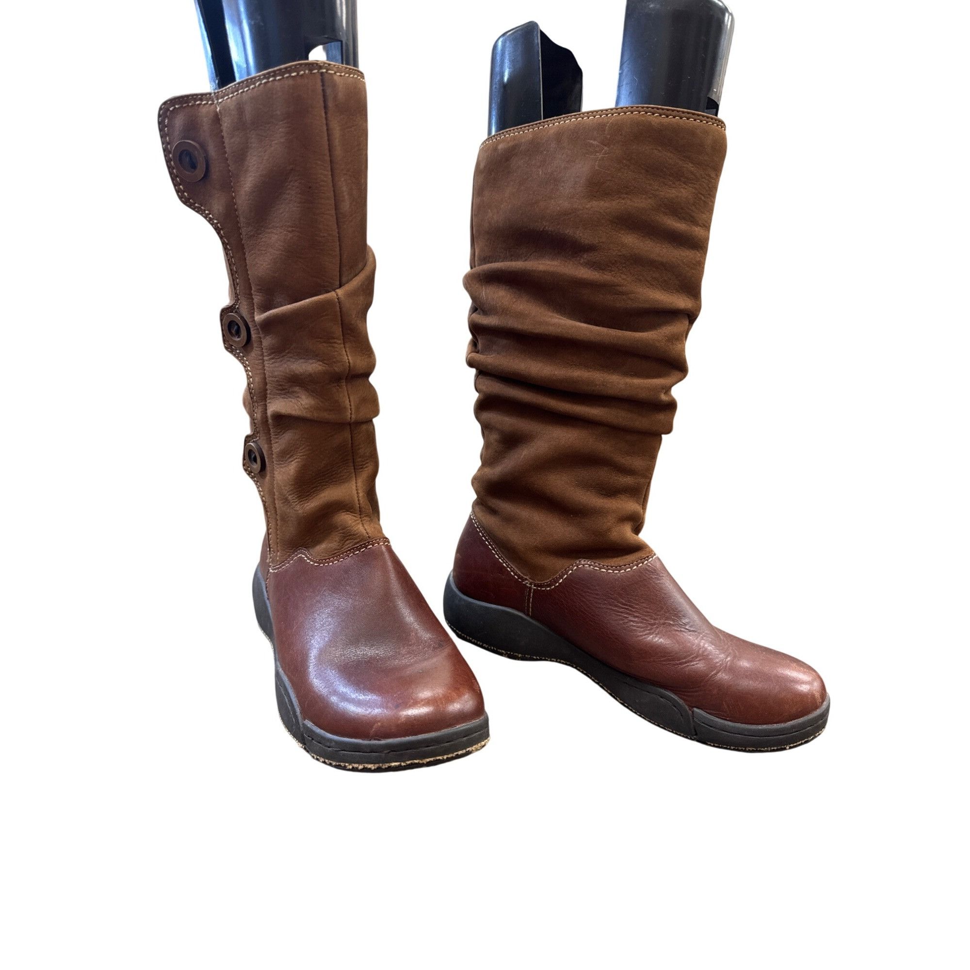Hush Puppies Hush Puppies Womens Brown Leather Mid-Calf Winter Boots 6M S Size US 6 / IT 36 - 1 Thumbnail