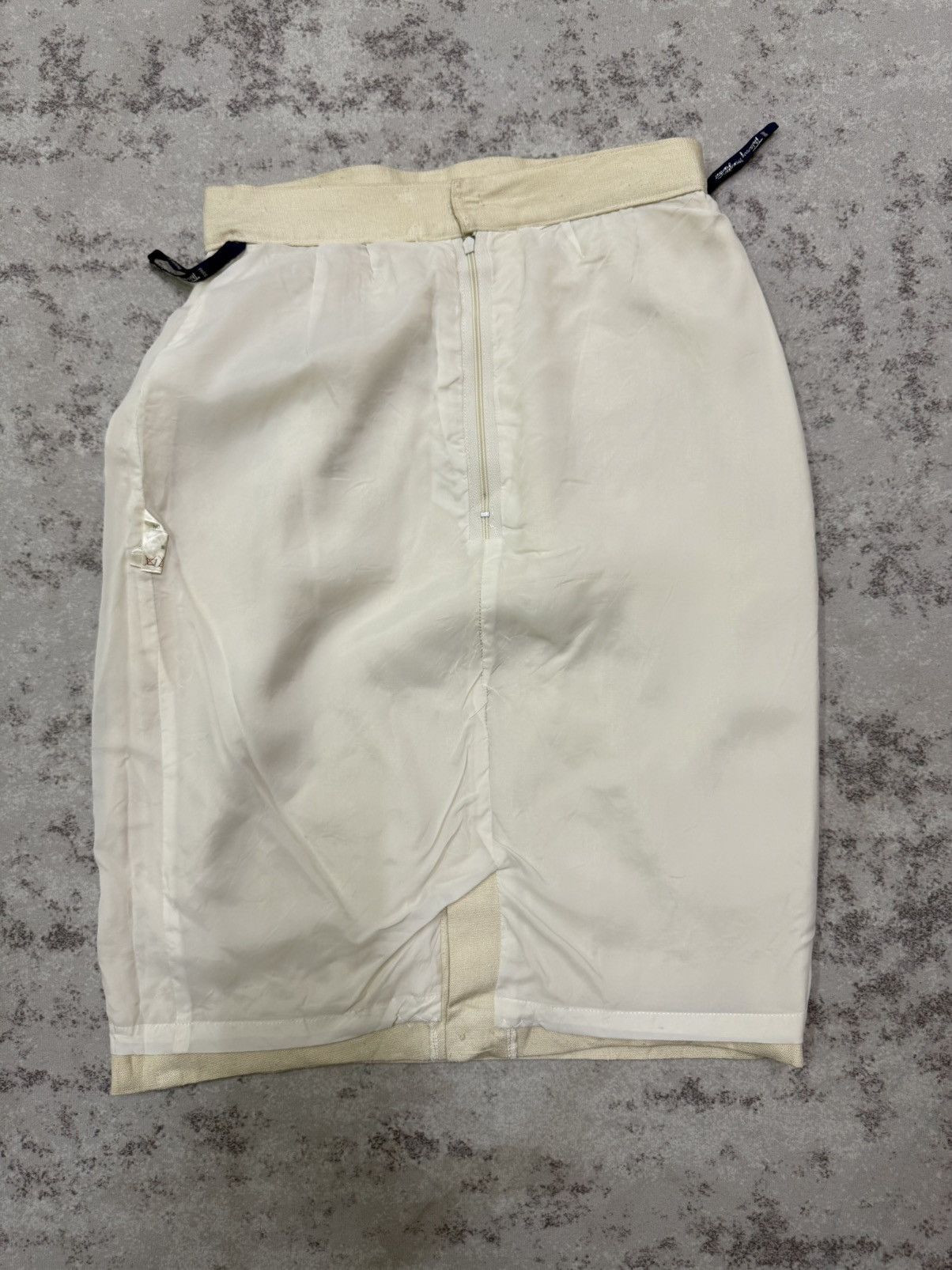 Thierry Mugler Vintage Thierry Mugler Linen Blend Cream Pencil Skirt Size 24" / US 00 / IT 34 - 9 Thumbnail