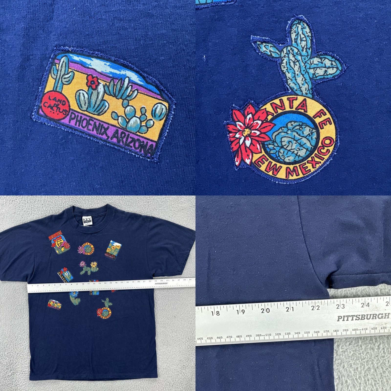 Vintage VINTAGE Key Elements Mens Large Blue T Shirt Embroidered USA 90s Size US L / EU 52-54 / 3 - 9 Thumbnail