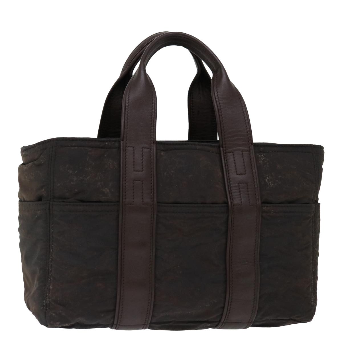 image of Hermes Acape Luco Pm Hand Bag Nylon Brown Auth Bs13398, Women's