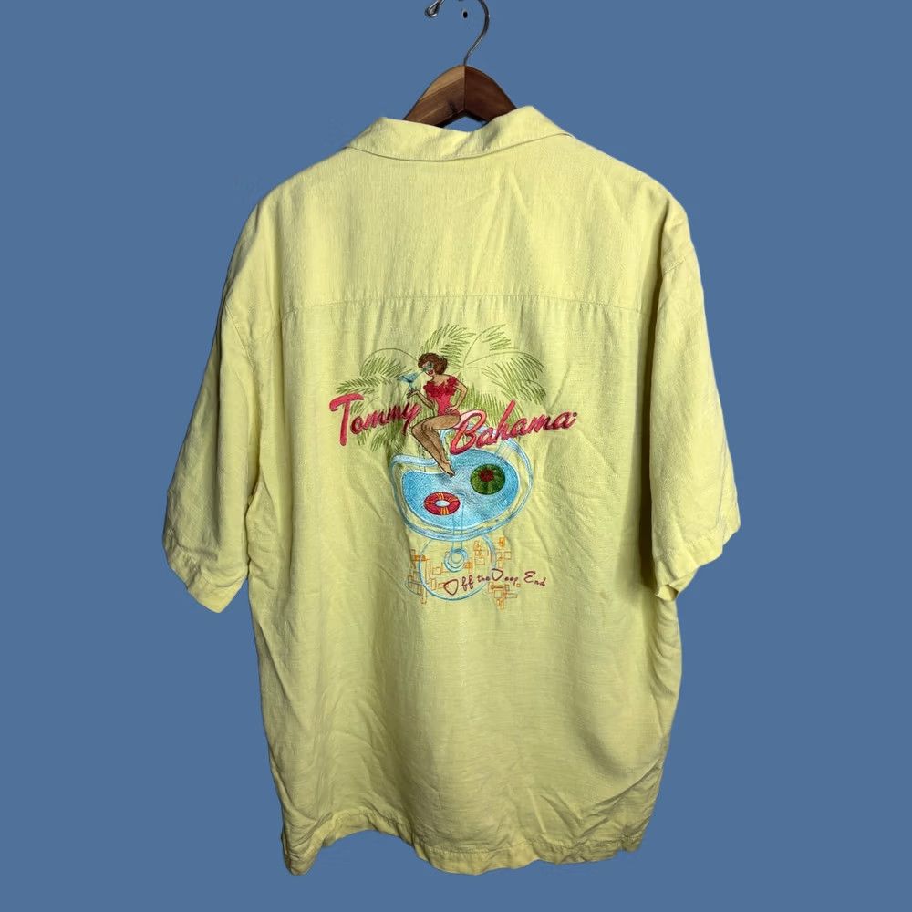 Tommy Bahama Tommy Bahama Silk Mens L Yellow Embroidered Off The Deep End Drink 4147 Shirt Button-Up Hawaiian Size US L / EU 52-54 / 3 - 1 Thumbnail