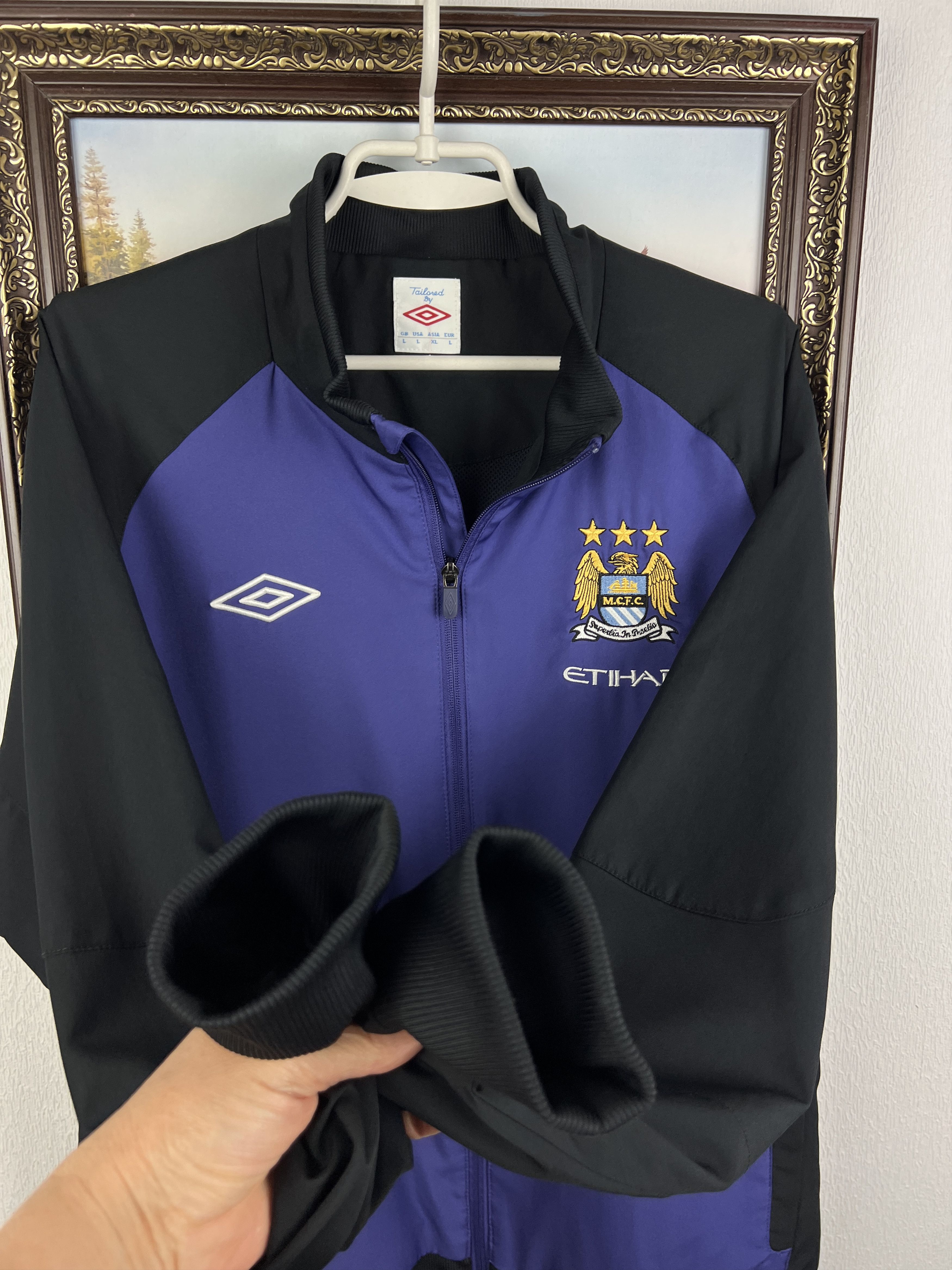Umbro Vintage Manchester City Football Jacket Soccer Track Top Zip Size US L / EU 52-54 / 3 - 5 Thumbnail