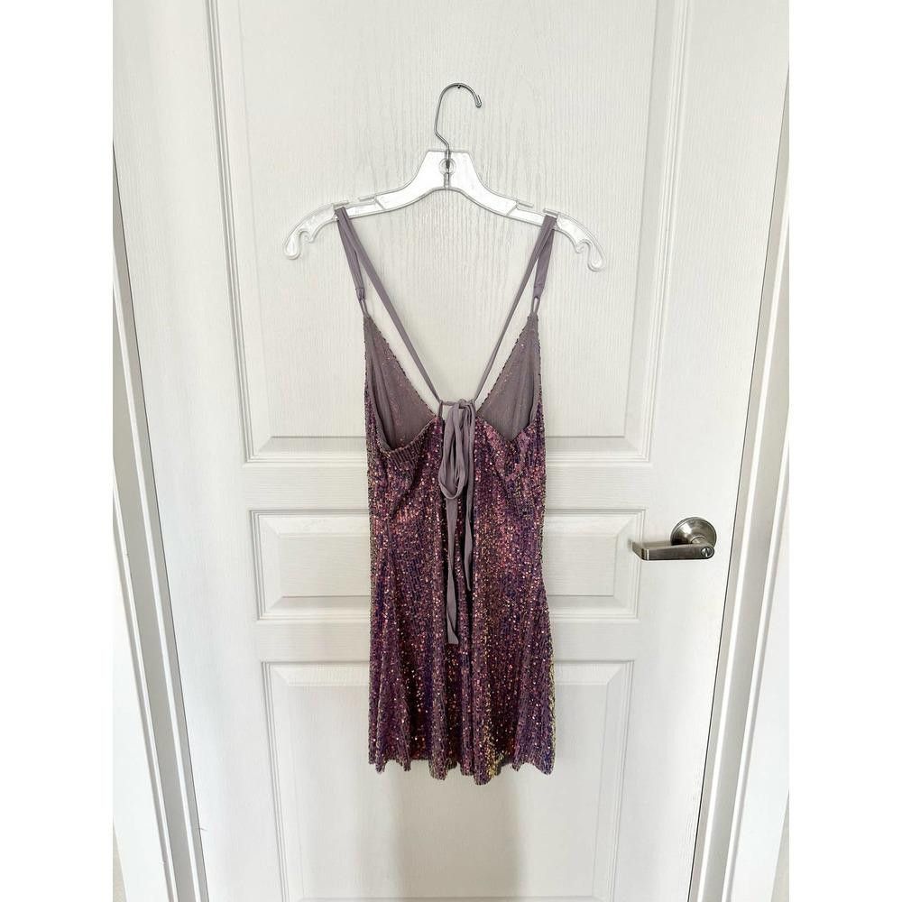 Designer Free People Gold Rush Mini Dress Sequin Lilac Size XS / US 0-2 / IT 36-38 - 11 Thumbnail