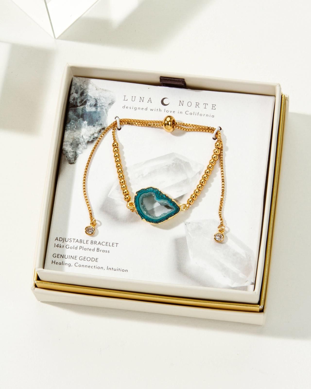 Other Luna Norte Golden Elements Adjustable Bracelet Teal Geode Size ONE SIZE - 1 Thumbnail