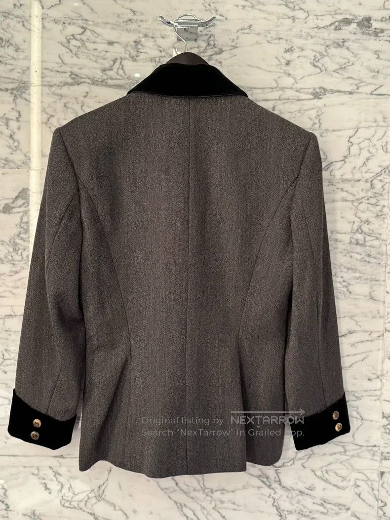 Hermes Hermes Black Velvet Patched Grey Wool Suit Size XS / US 0-2 / IT 36-38 - 3 Thumbnail