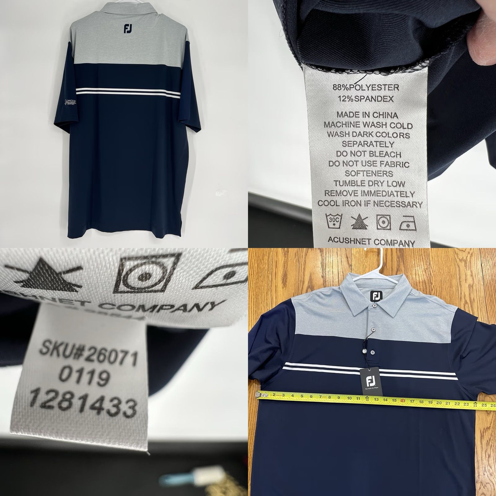 Footjoy FootJoy Polo Mens L Colorblock Lisle Performance Stretch Golf Shirt Size US L / EU 52-54 / 3 - 8 Thumbnail