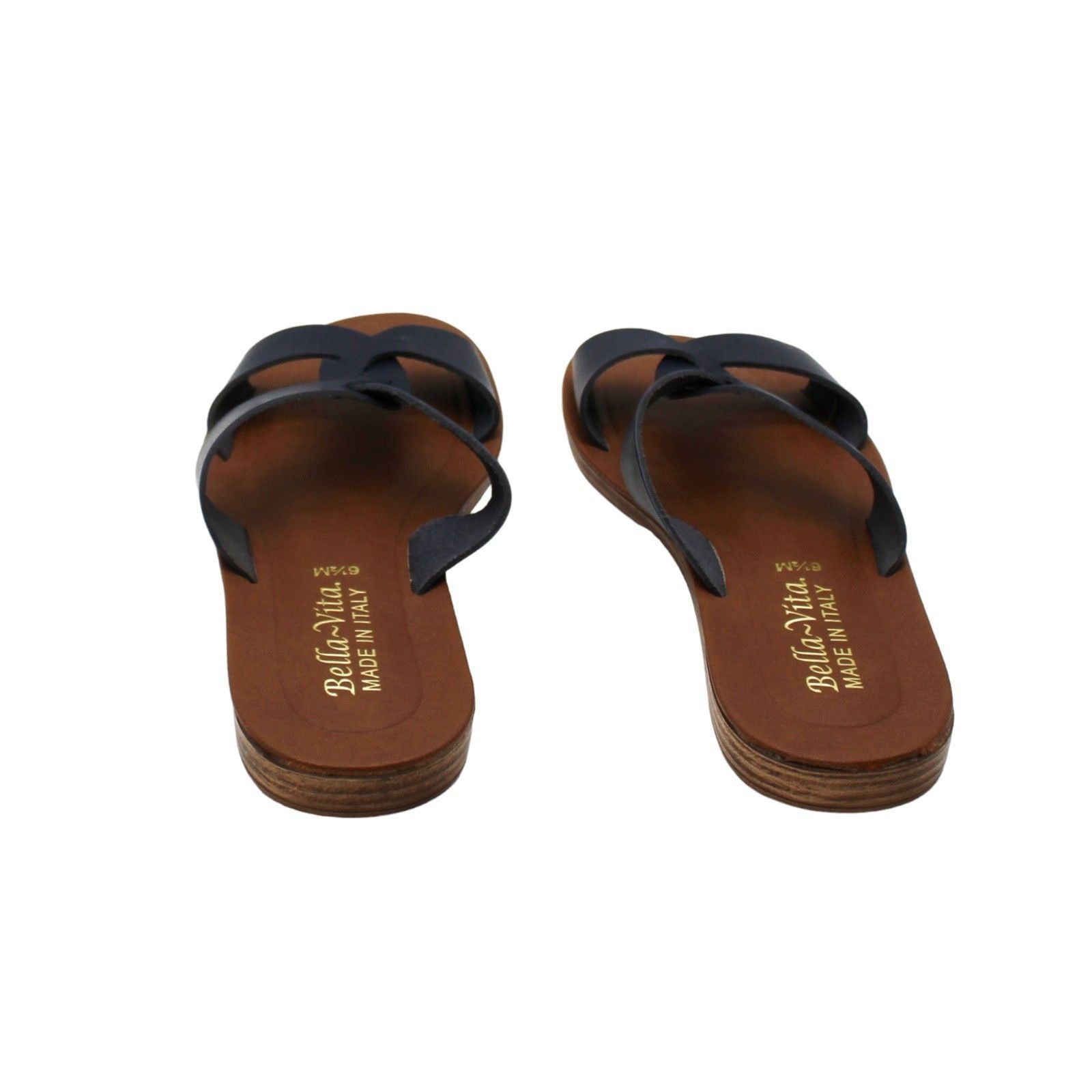 Bella Vita Women's Ode-Italy Leather Flat Sandal - Italian Made Platform Slingback (Black, 7.5)