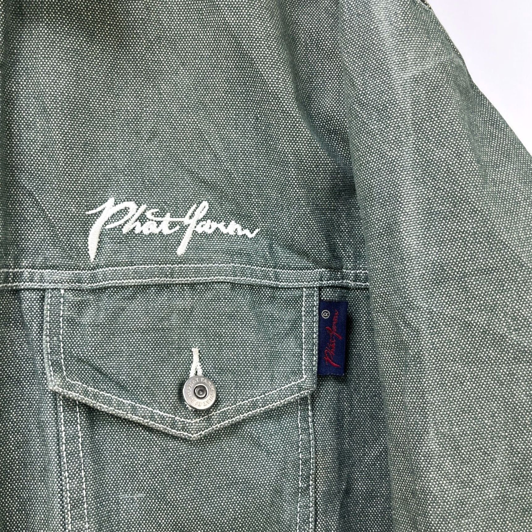 Phat Farm VINTAGE Phat Farm Denim Jacket Men 2XL Green Shirt Jacket 90s Hip Hop Baggy Size US XXL / EU 58 / 5 - 3 Thumbnail