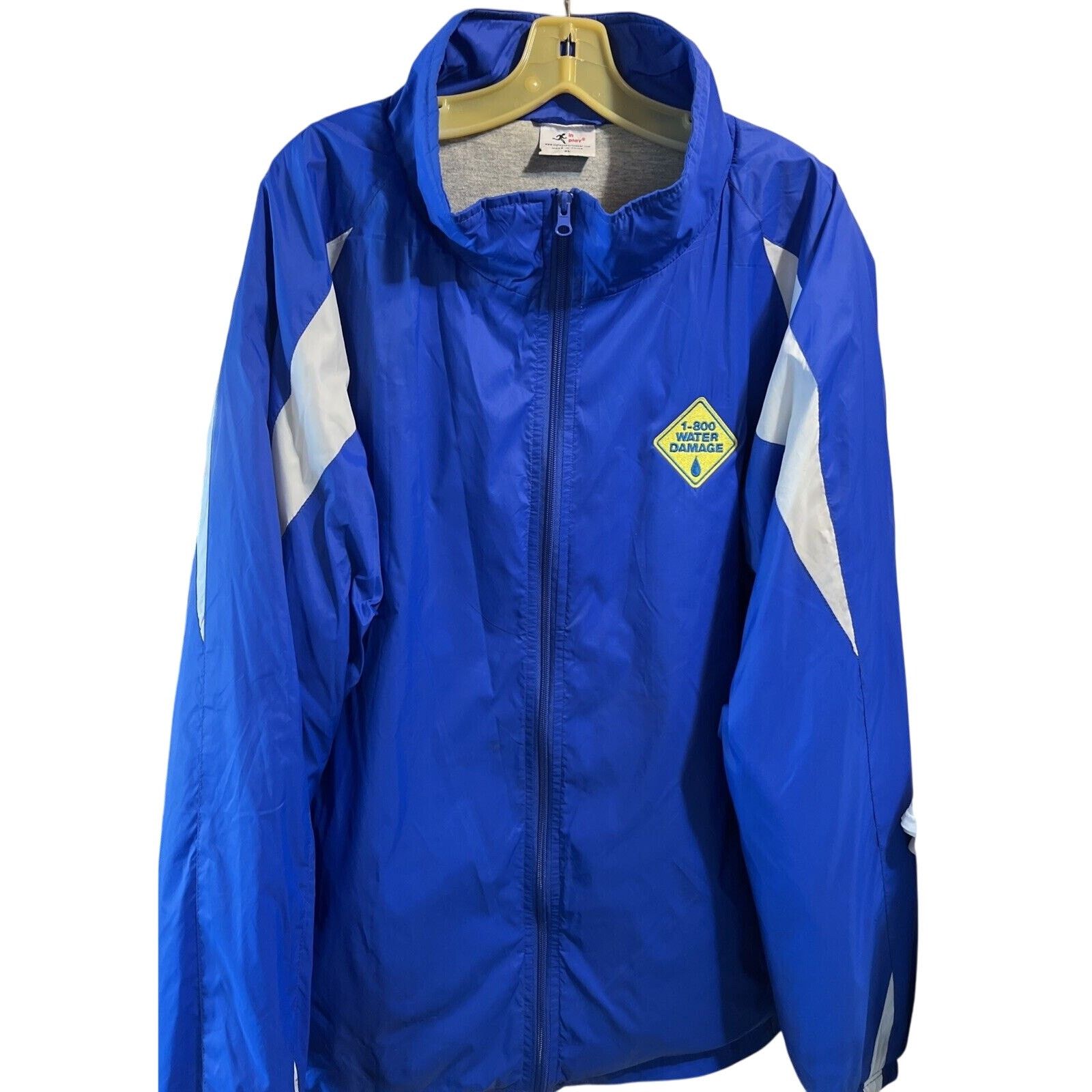 In Play Vintage Windbreaker Water Damage Jacket Blue Mens XL