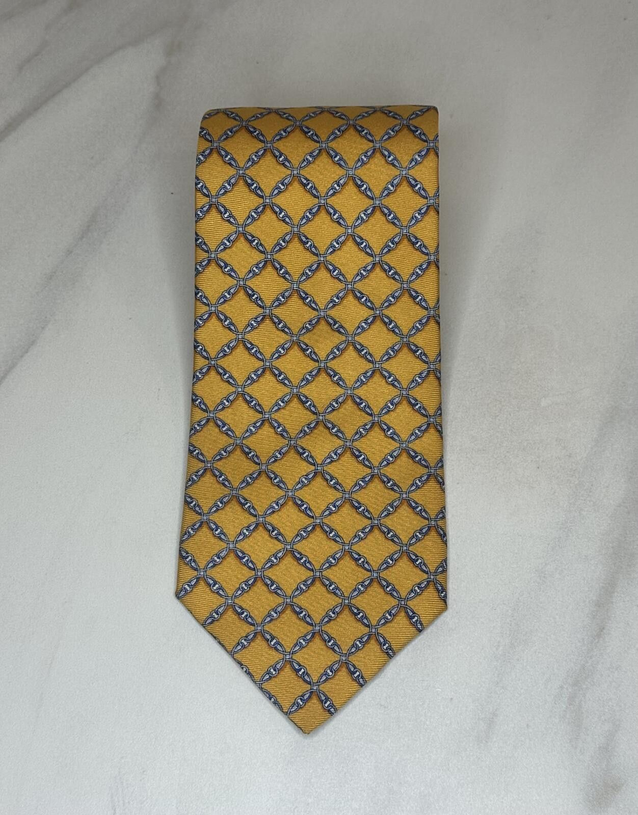 Brooks Brothers Brooks Brothers 100% silk tie yellow blue chainlink classic Size ONE SIZE - 1 Thumbnail