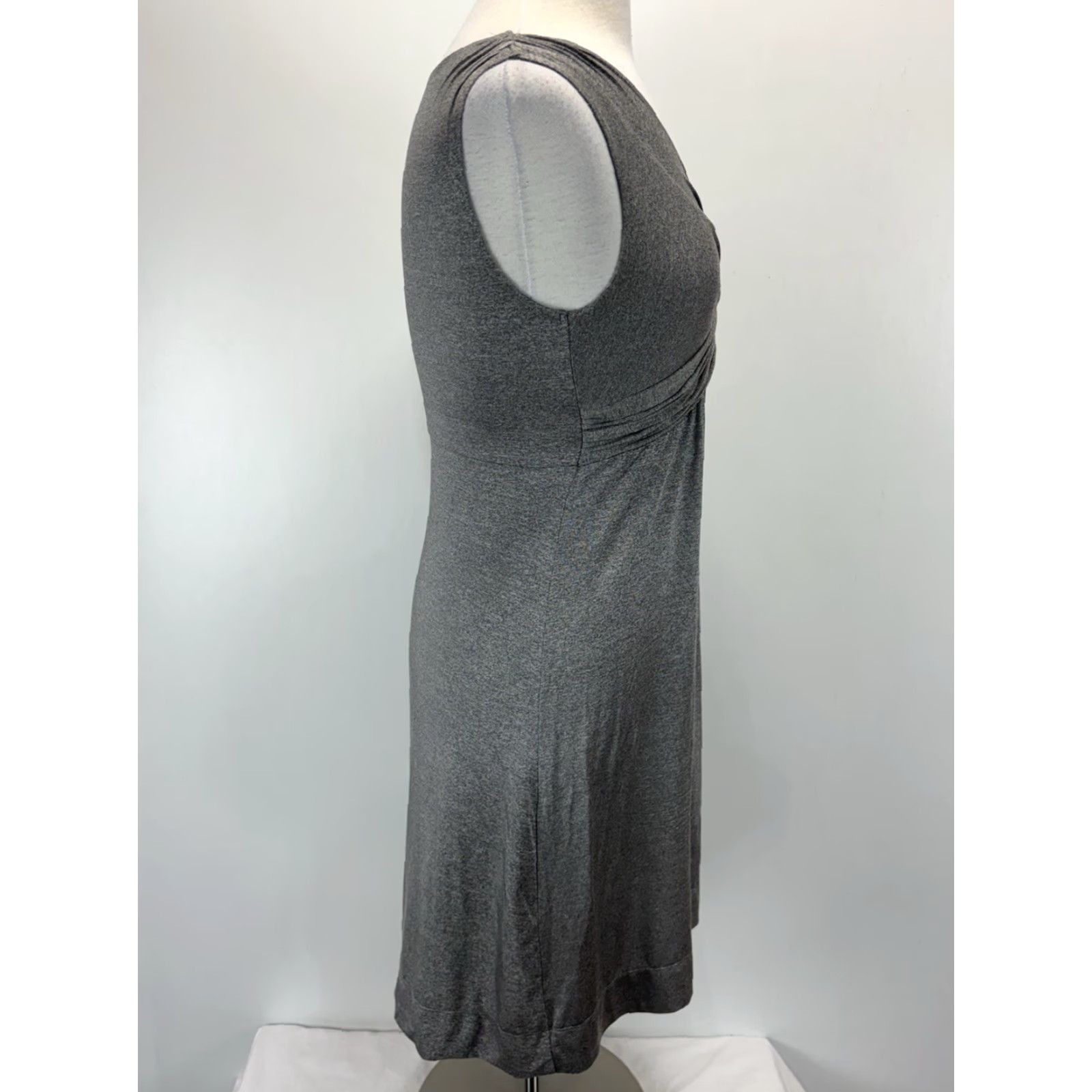 Vintage Soma Twist Front Dress XS Xsmall Grey Short Sleeveless Jersey Stretch Comfort - A-Line, V-Neck, Pullover, Solid, Casual, Travel, Jersey Size XS / US 0-2 / IT 36-38 - 4 Thumbnail