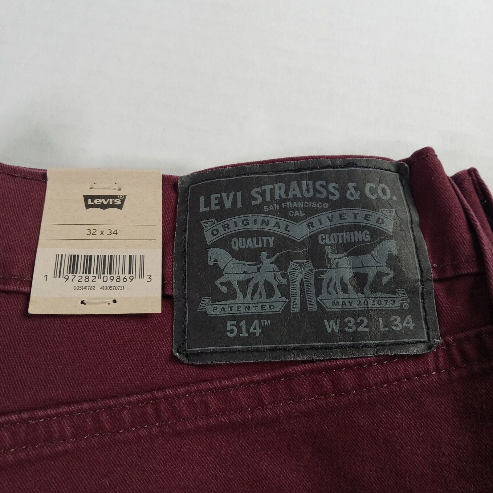 Levi's Levi's 514 Jeans Men's 32x34 Maroon Straight Leg Regular Fit Size US 32 / EU 48 - 2 Thumbnail