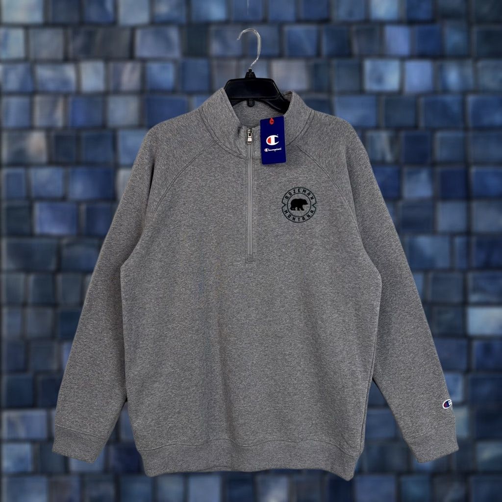 Champion Champion Mens Gray 1/4 Zip Sweatshirt Bozeman Montana Fleece Pullover L Large NWT Size US L / EU 52-54 / 3 - 1 Thumbnail