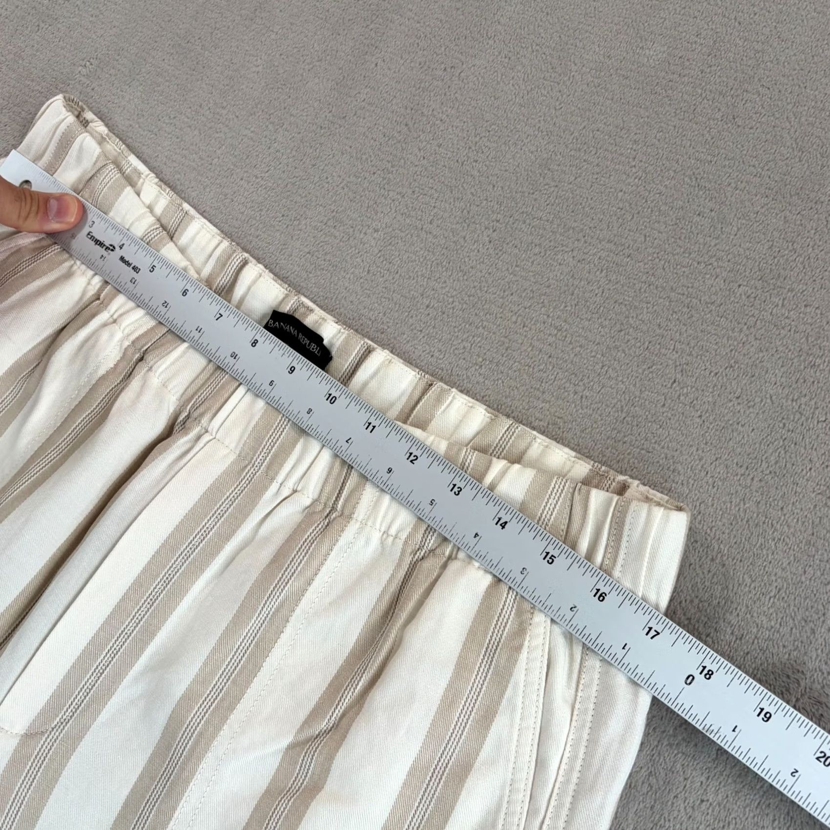 Banana Republic Banana Republic Wide Leg Linen Blend Trouser Pants Beige Stripes Women Large Tall Size 36" / US 14 / IT 50 - 4 Thumbnail
