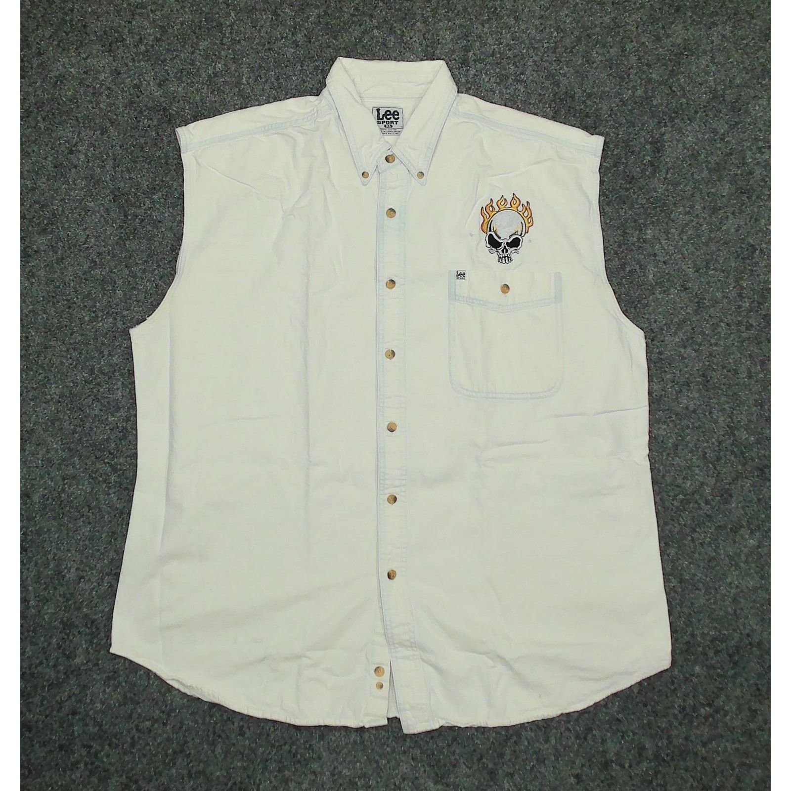 Lee Vintage Y2K Custom Lee Sport Skull Denim Vest XXL Size US XXL / EU 58 / 5 - 3 Thumbnail