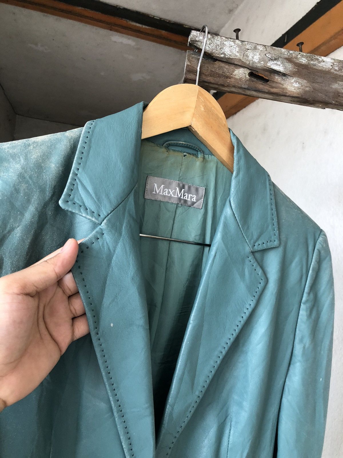 Vintage Vintage Max Mara Distressed Leather Blazer Jacket Size M / US 6-8 / IT 42-44 - 9 Thumbnail