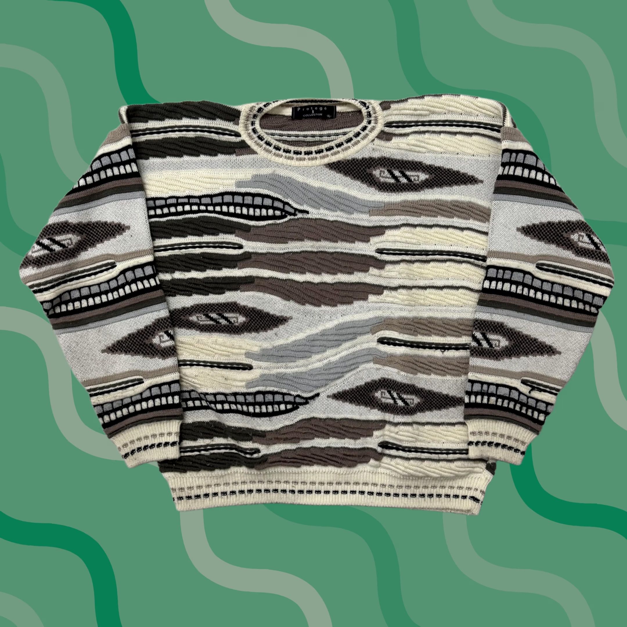 Coogi Protege Sweater Mens XL Multicolor 3D Knit Coogi Style Crewneck Pullover Size US XL / EU 56 / 4 - 1 Thumbnail