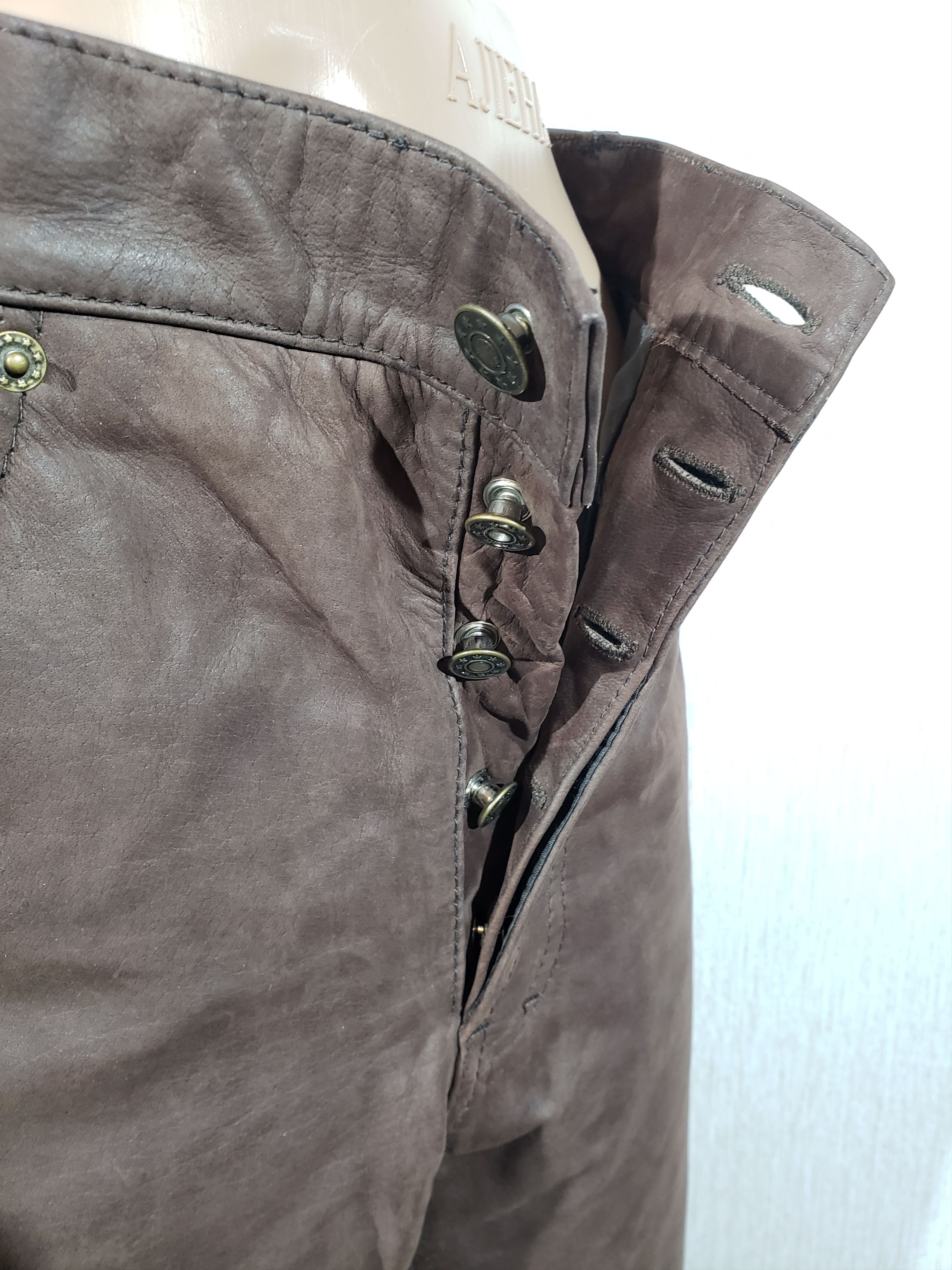 Genuine Leather Brown nubuck leather pants. Size US 33 - 7 Thumbnail