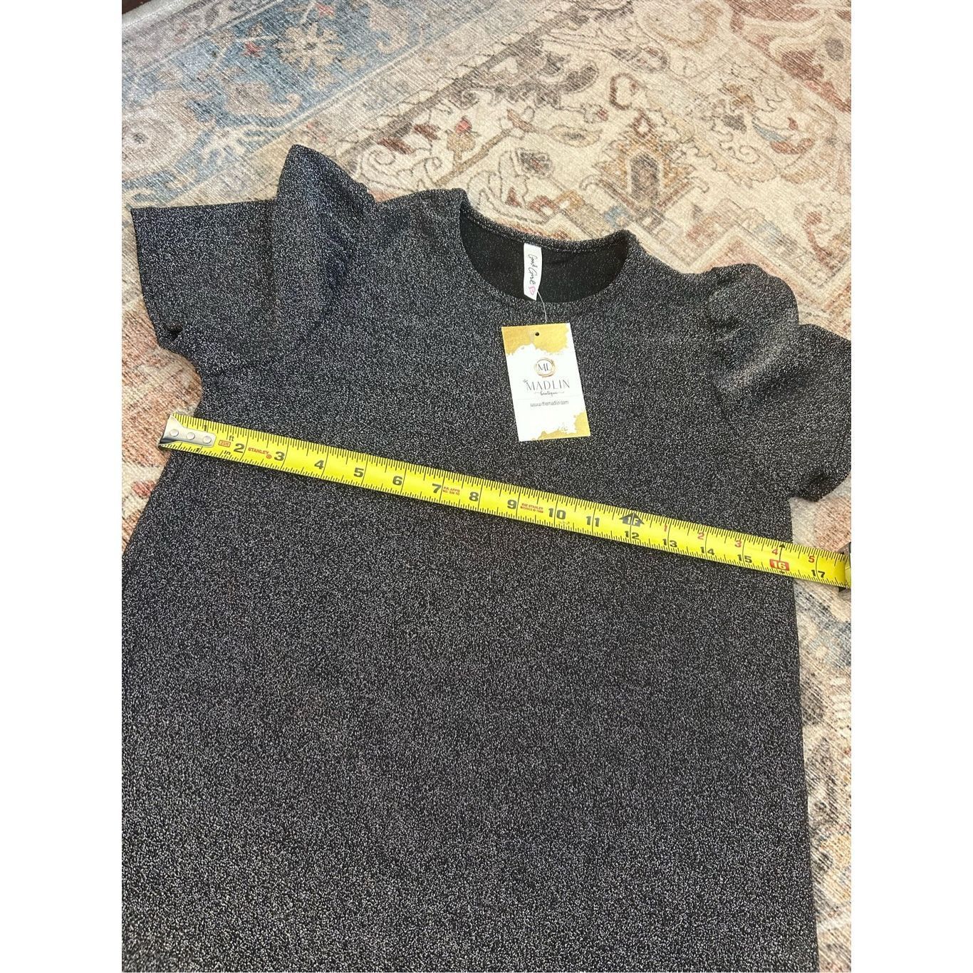 Other Good Girl NWT Silver Black Sparkle Holiday Dress Short Sleev Size ONE SIZE - 3 Thumbnail