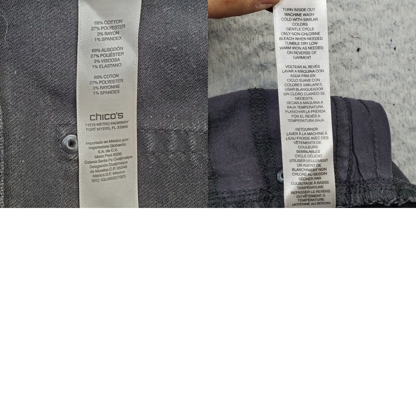 Vintage Chico's Jeans Womens M Black Denim Stretch Slimming Straight Leg Jeans Regular Waist 32.5in Inseam 31in Pockets Size 32" / US 10 / IT 46 - 8 Thumbnail