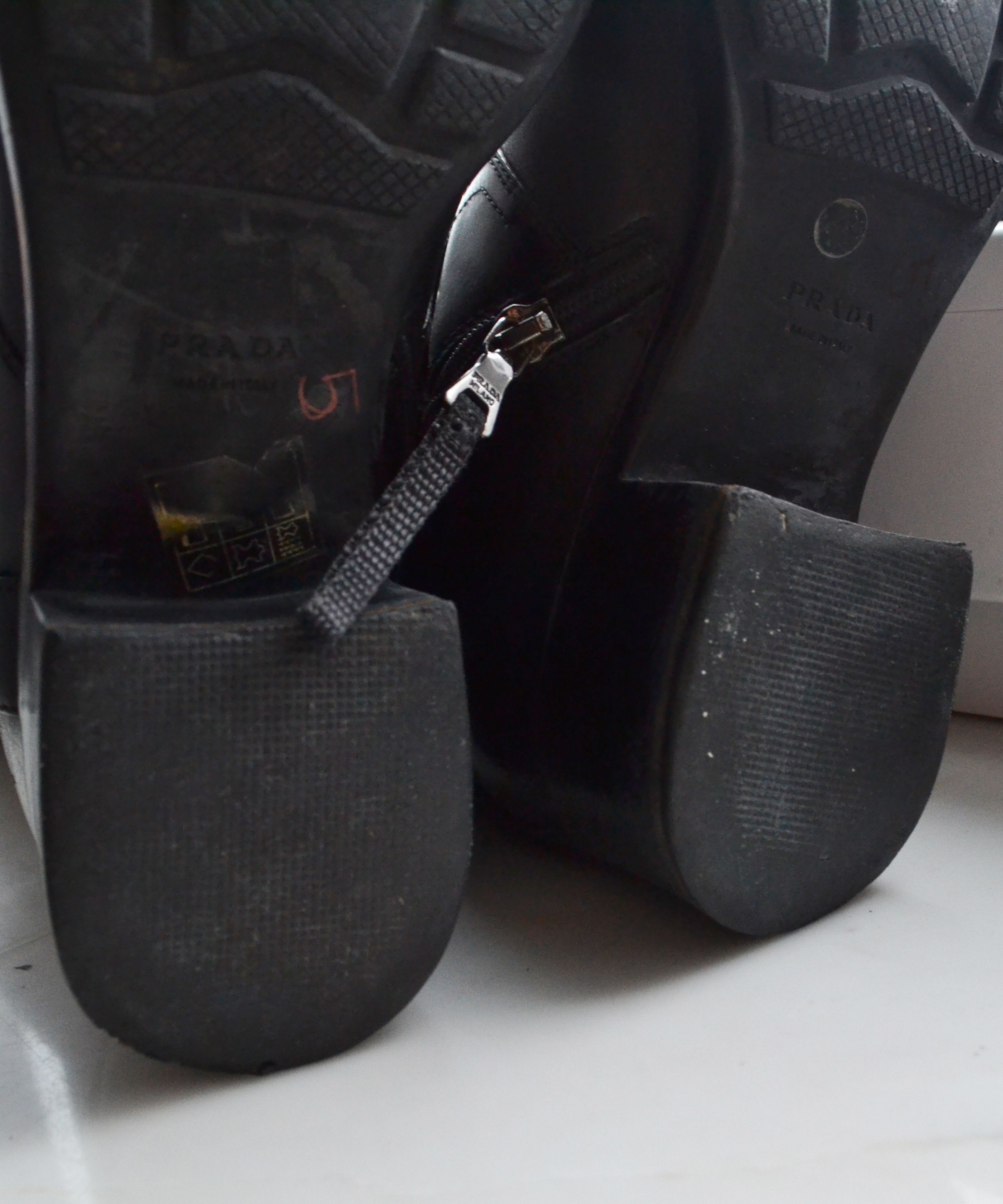 Prada PRADA Boots Logo Belt Biker Moto Zip Tall Shoes Black Size US 7 / IT 37 - 8 Thumbnail
