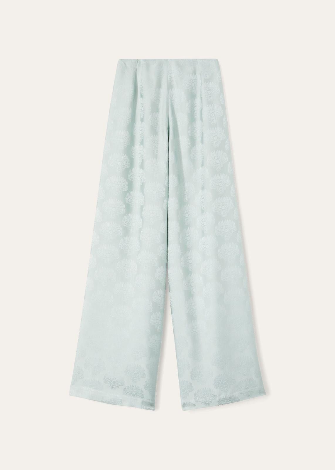 Loro Piana o1srvl11e1224 Silk Jacquard Trouser in Light Blue Size 27" / US 4 / IT 40 - 2 Thumbnail